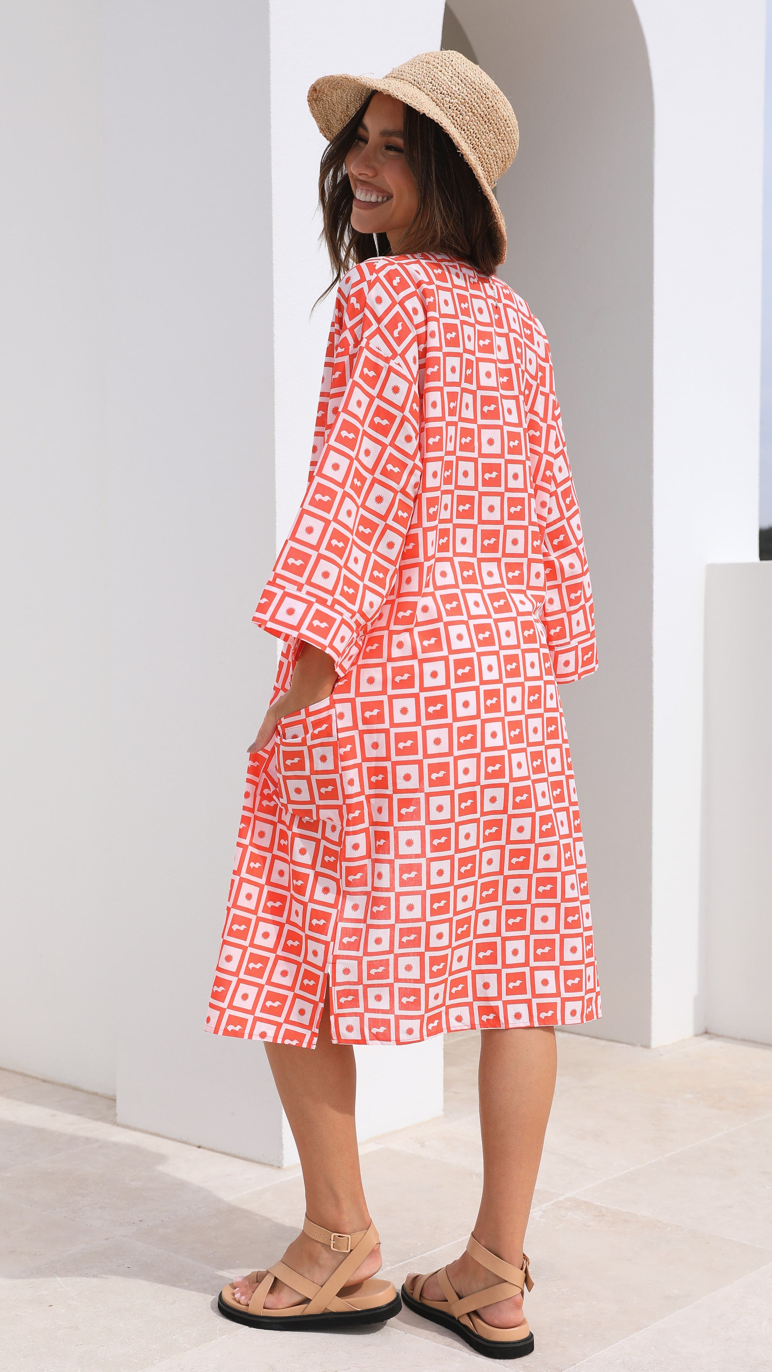 Sundown Cape - Check Print-Sunshines Bliss