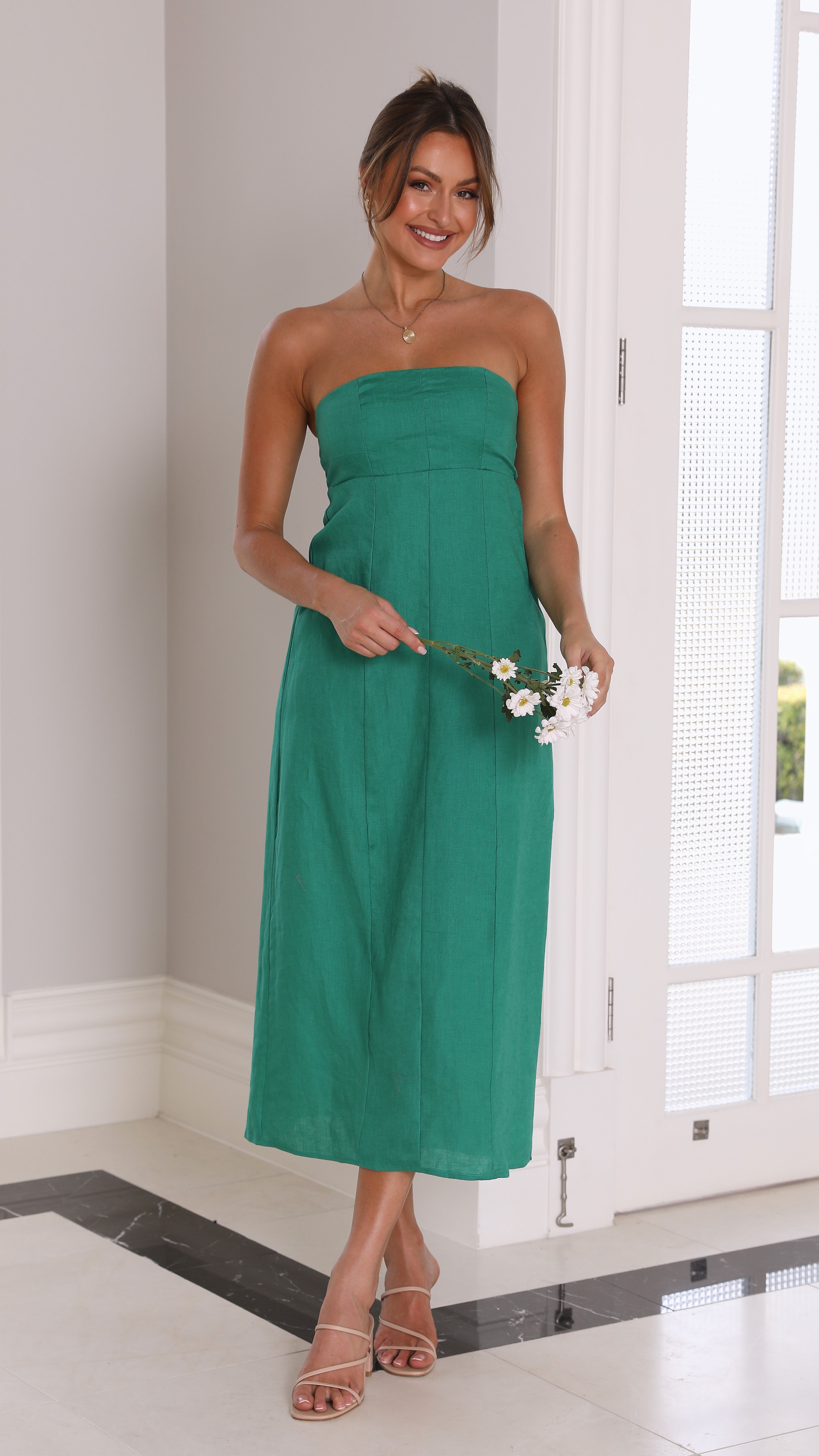 Vivie Midi Dress - Green-Sunshines Bliss