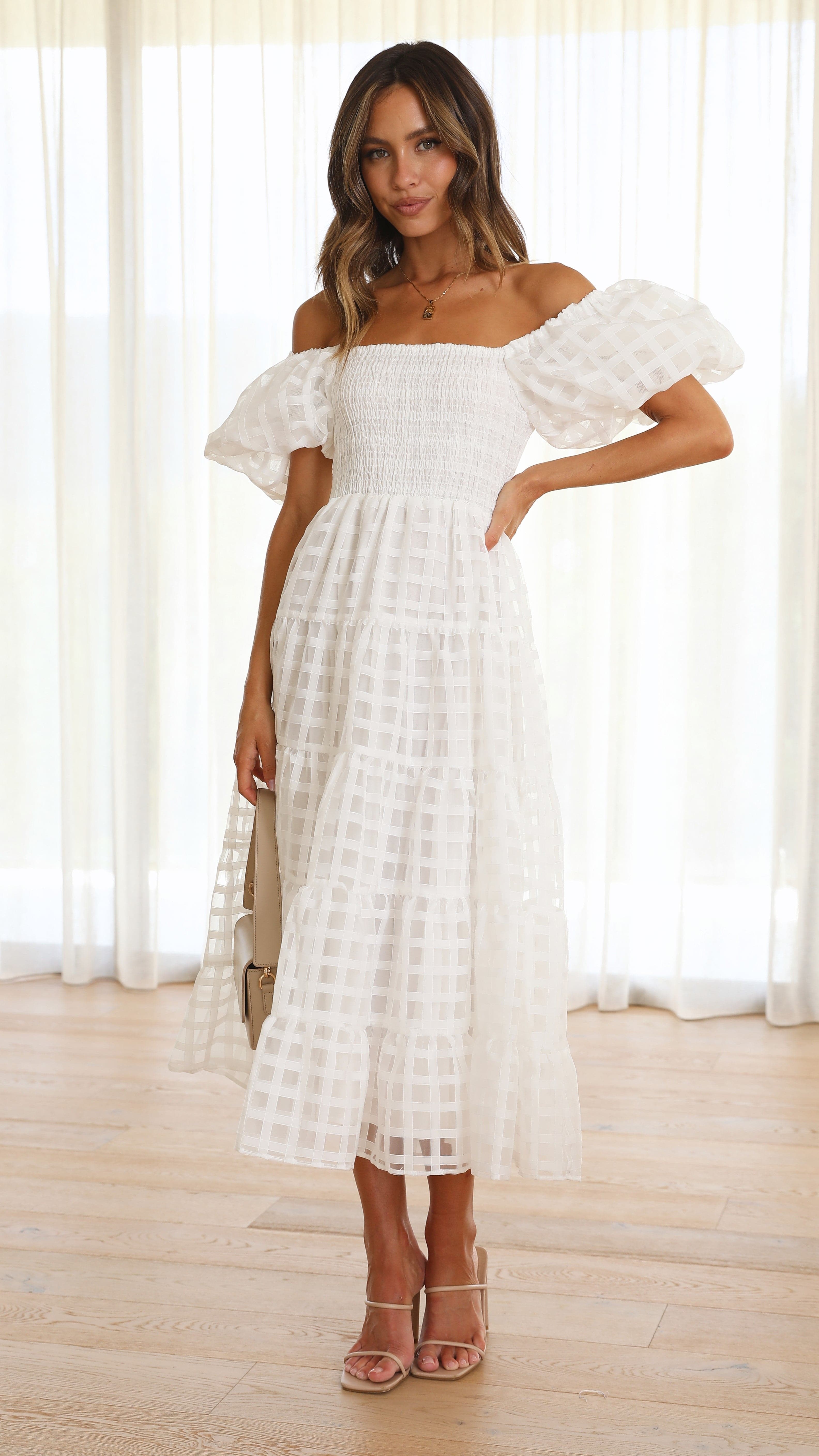 Deemi Maxi Dress - White-Sunshines Bliss