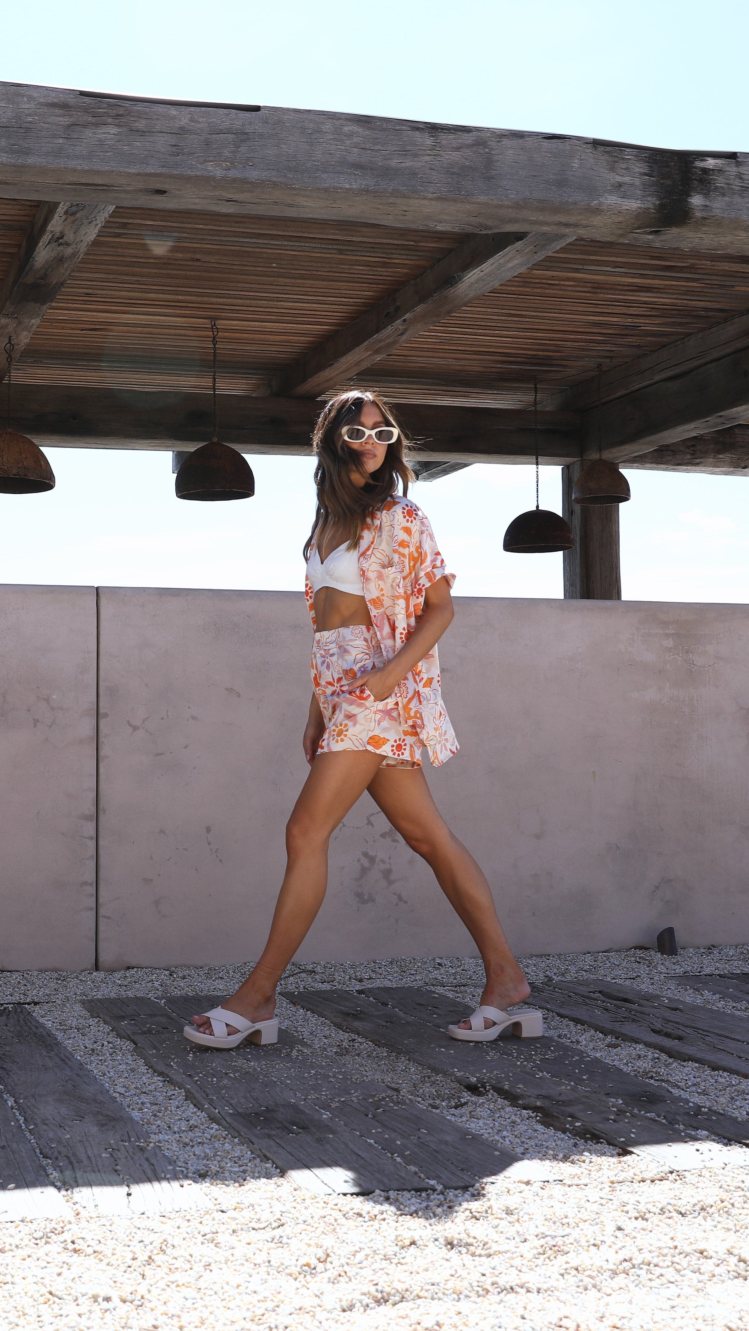 Calypso Button Up Shirt - Seaview Print-Sunshines Bliss