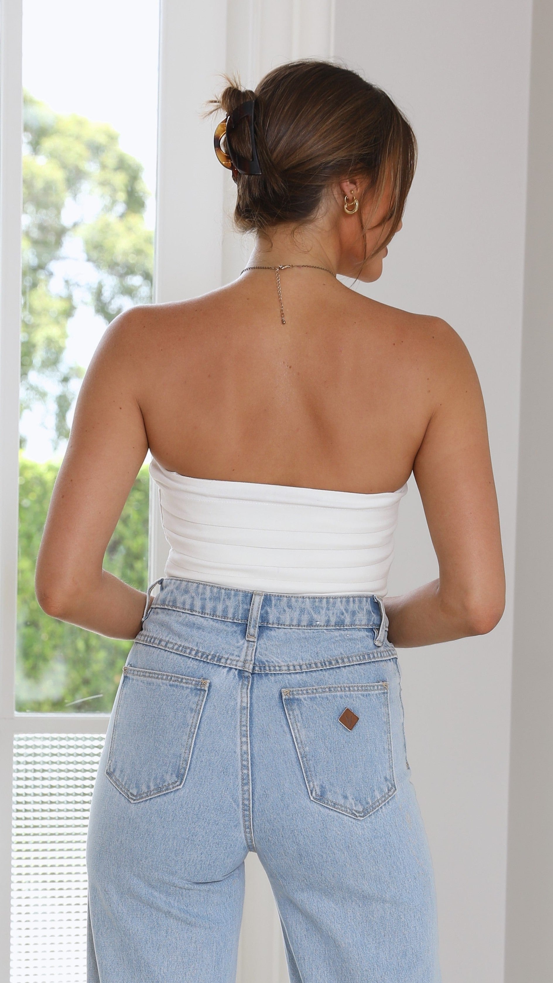 Paigie Crop Top - White-Sunshines Bliss