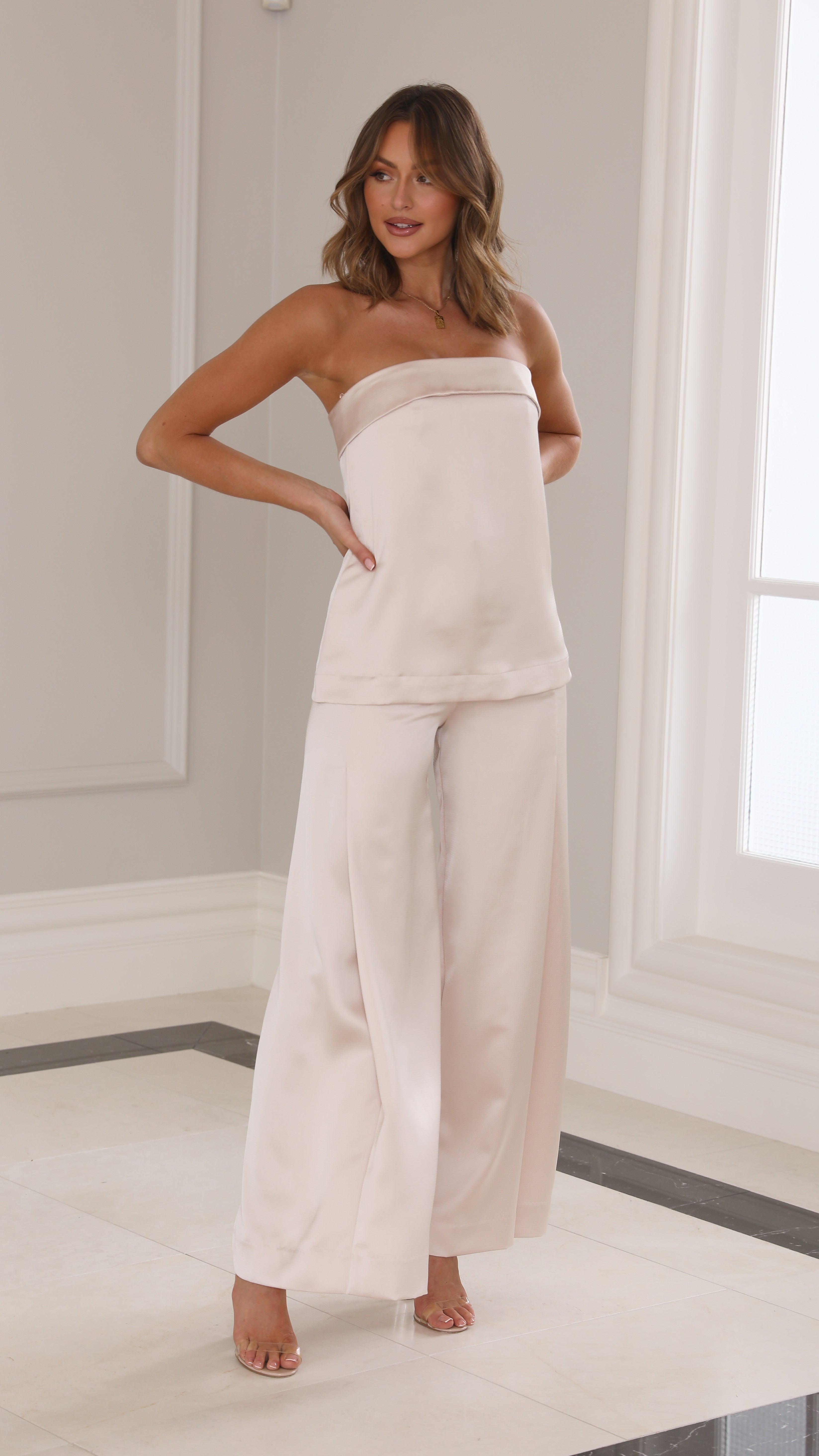 Hampton Top - Champagne Satin-Sunshines Bliss