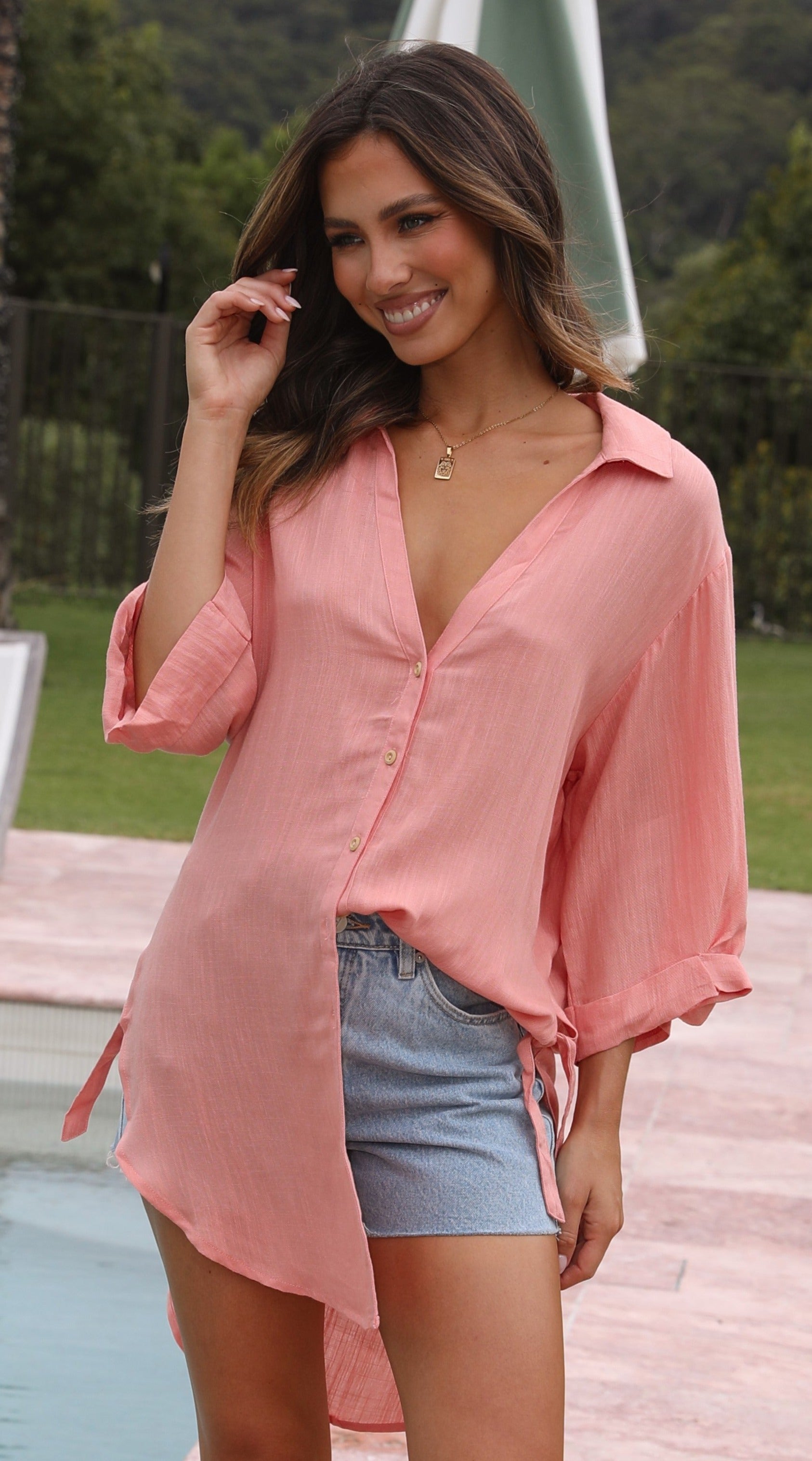 Vesper Long Sleeve Top - Coral-Sunshines Bliss
