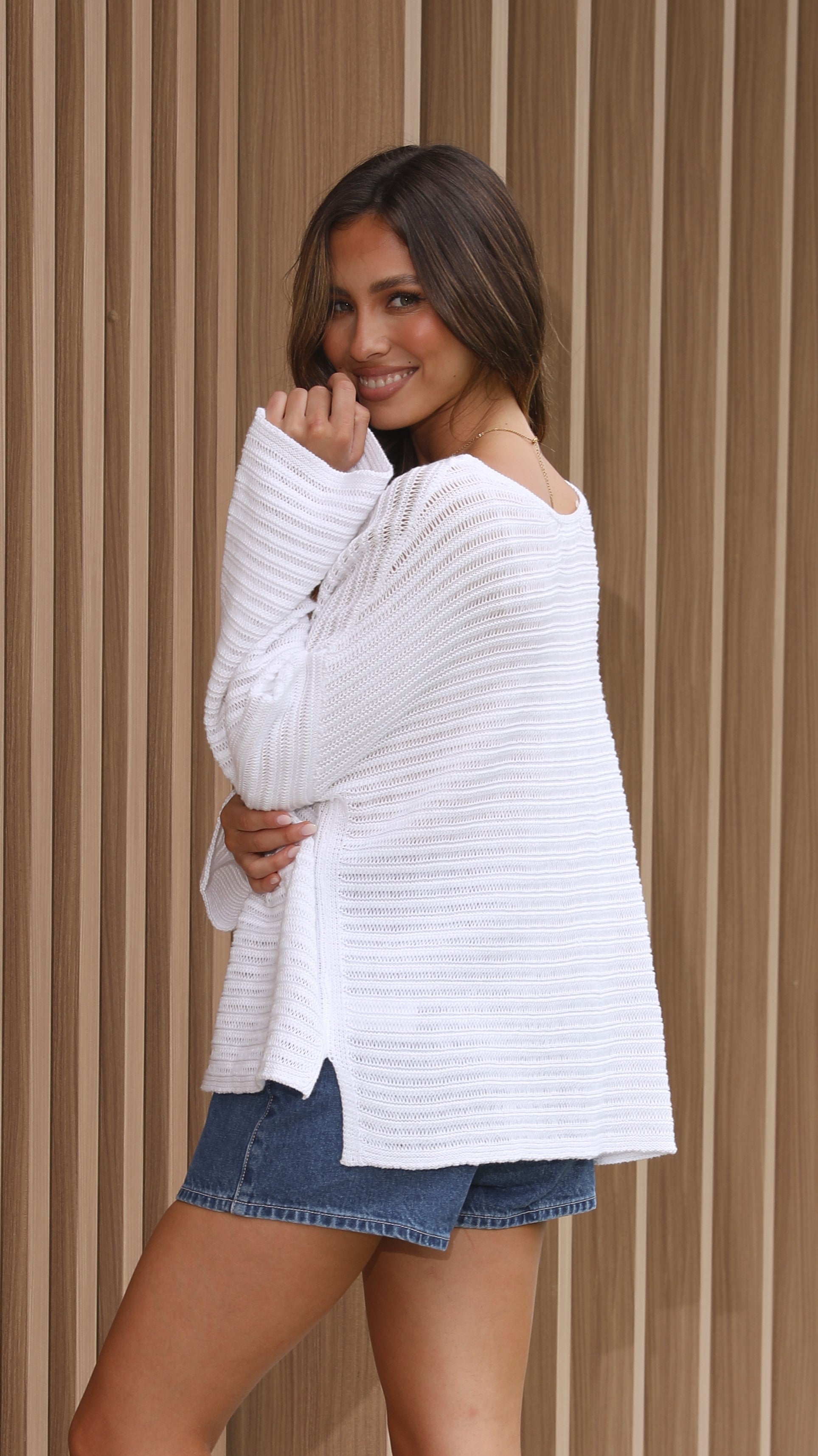 Charla Knit Top - White-Sunshines Bliss