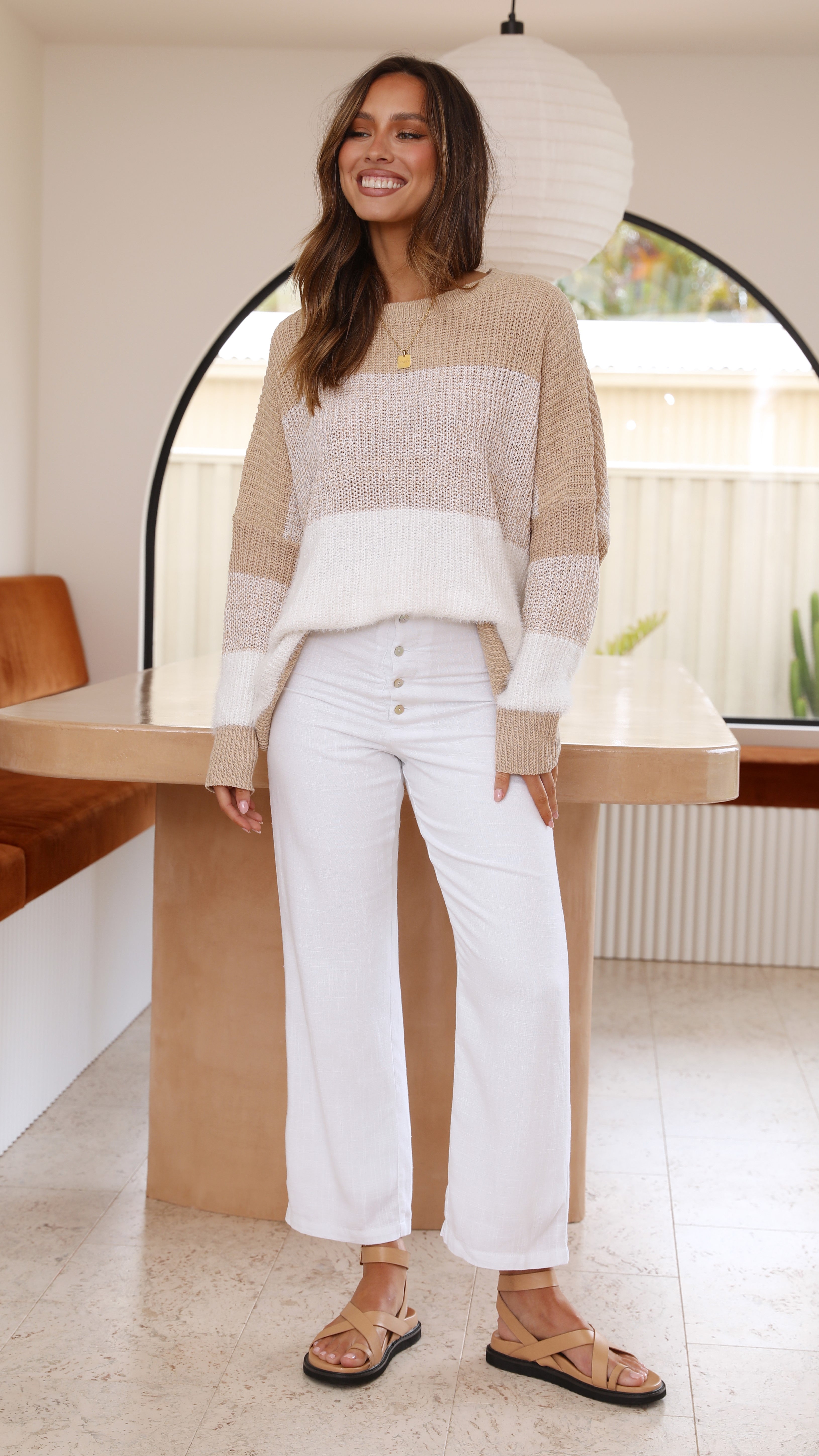 Melissa Knit - Beige Stripe-Sunshines Bliss