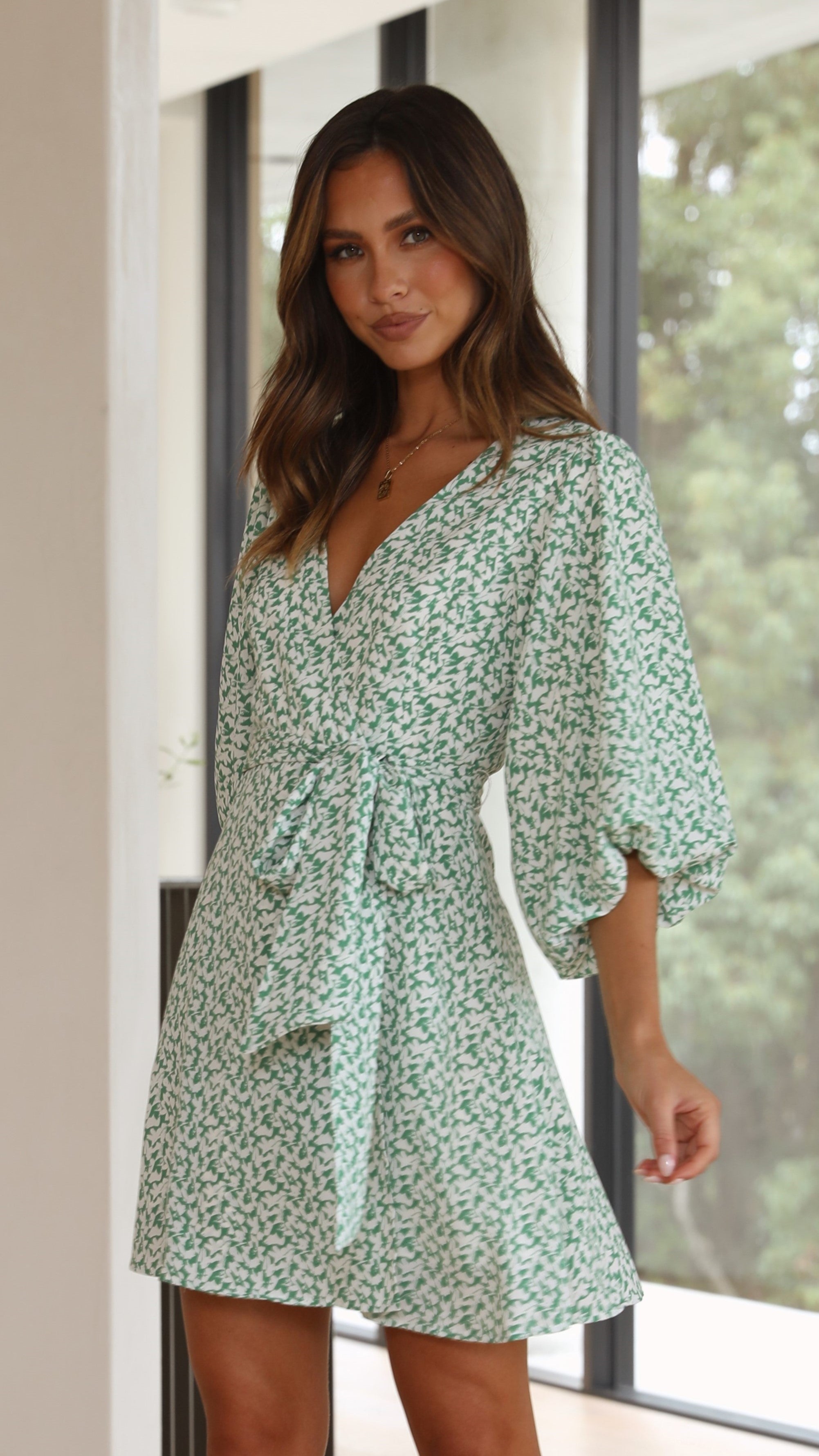 Tamilla Mini Dress - Sage Floral-Sunshines Bliss