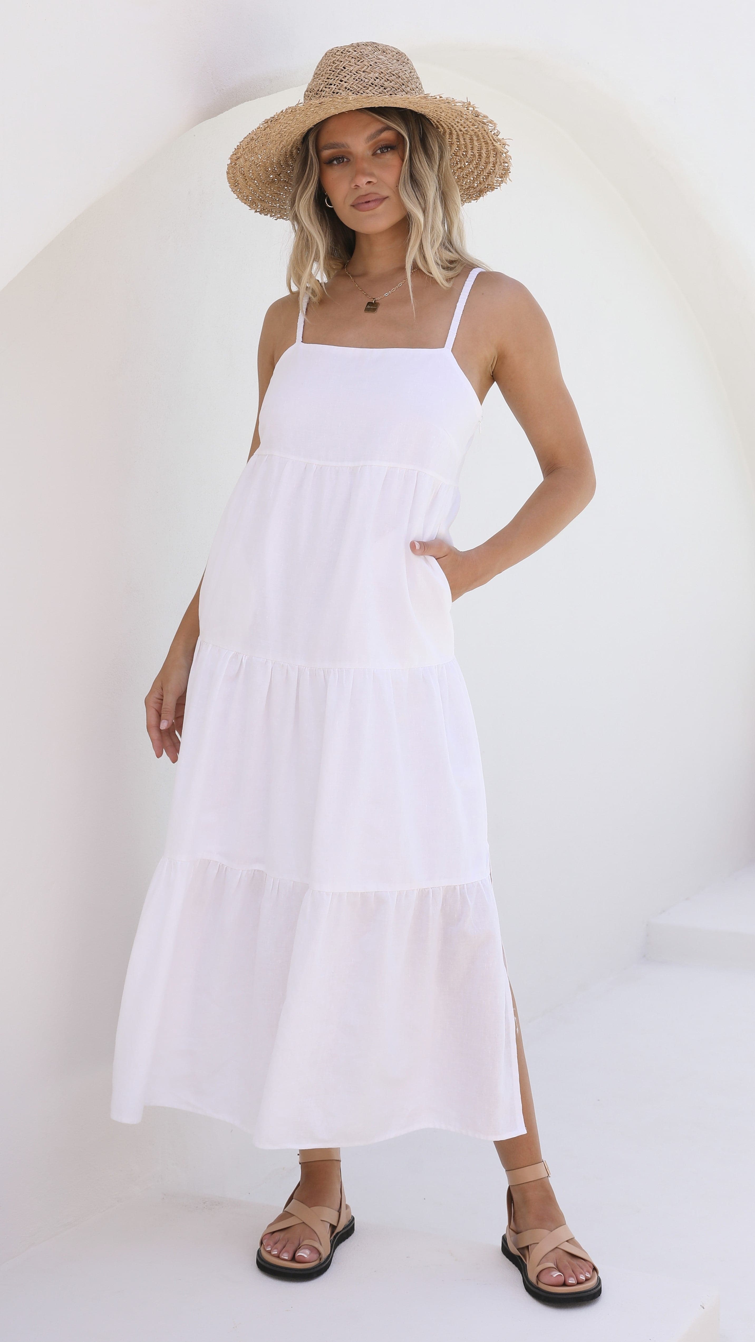 Austin Midi Dress - White-Sunshines Bliss