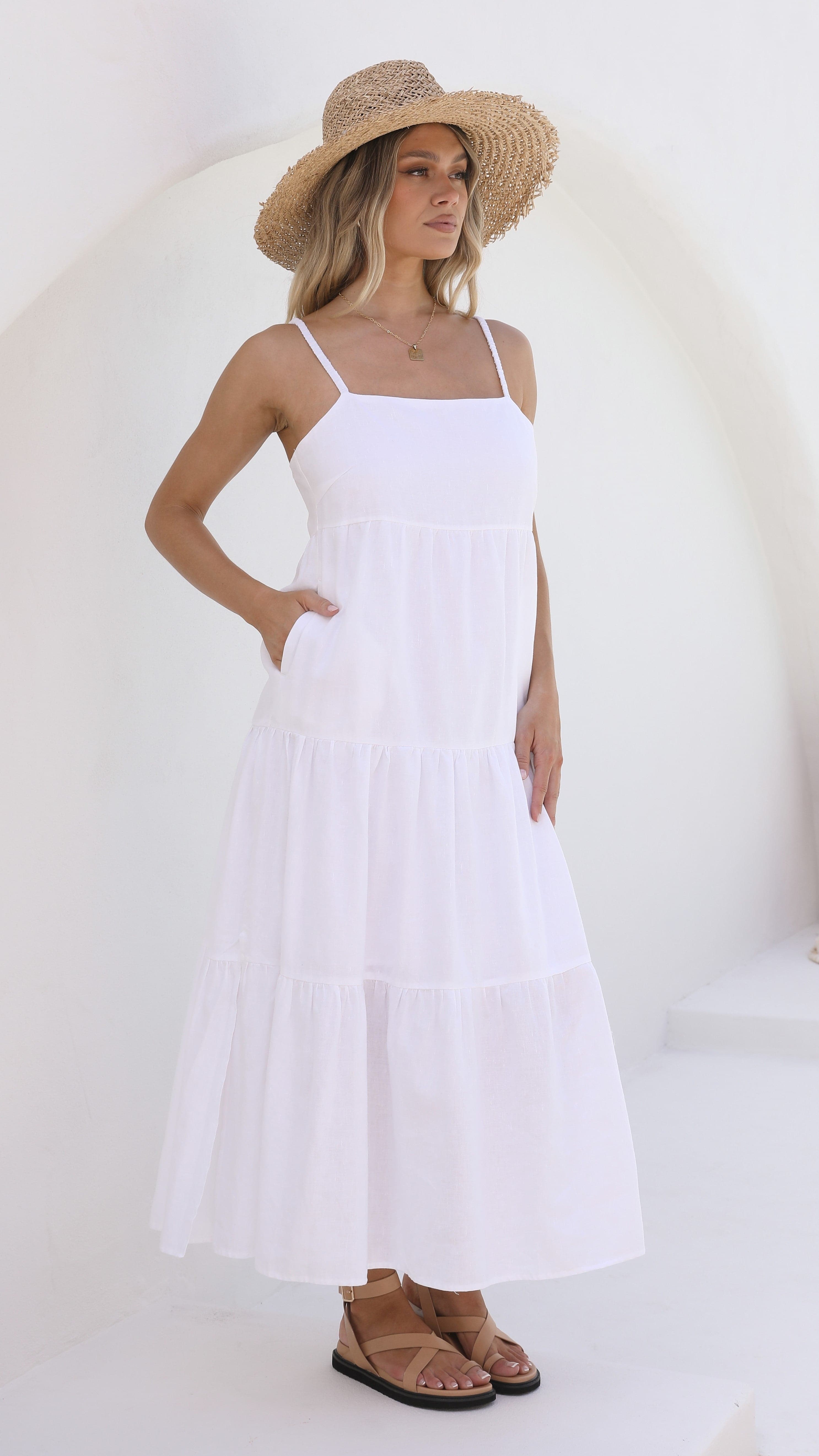 Austin Midi Dress - White-Sunshines Bliss