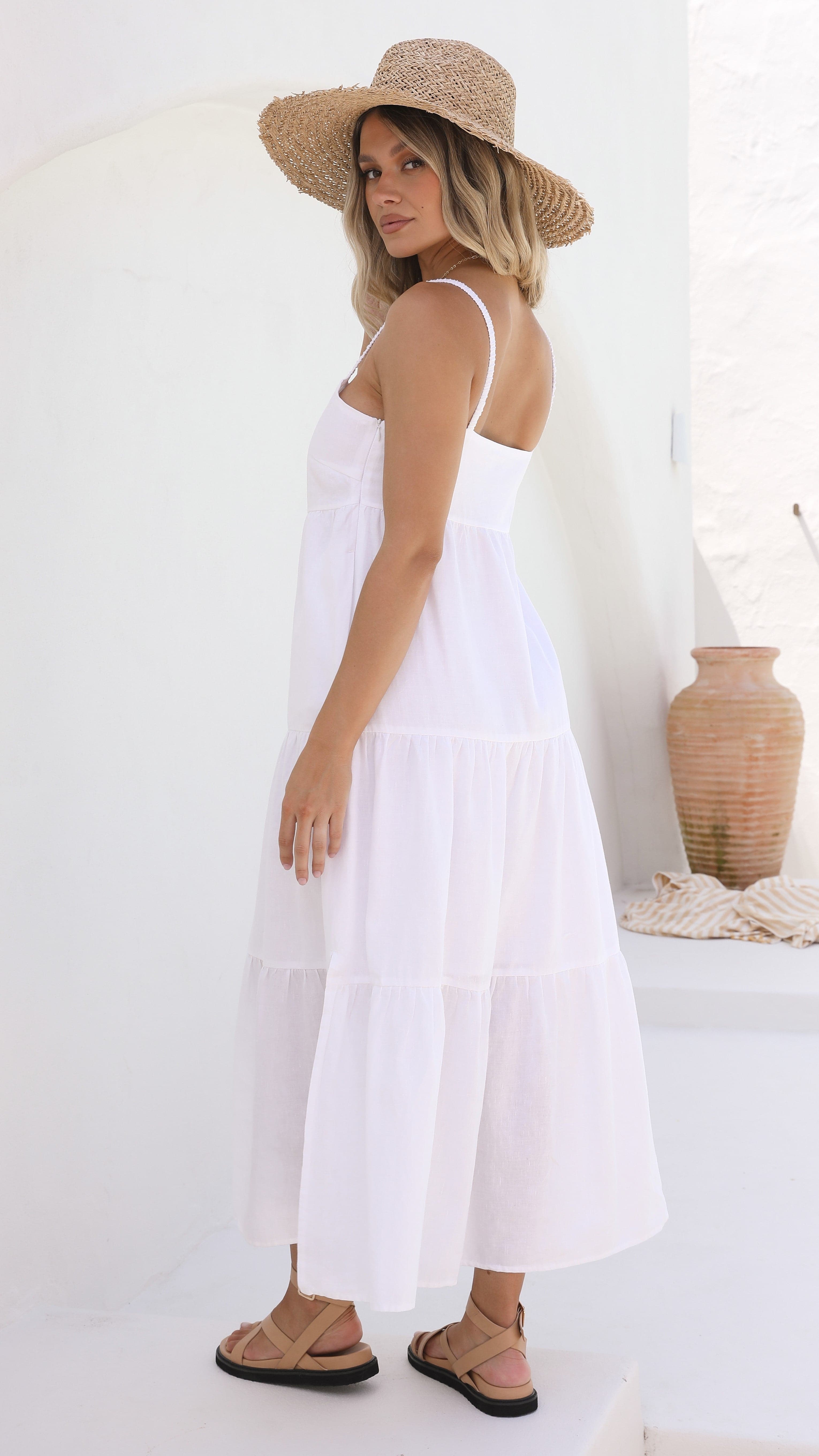 Austin Midi Dress - White-Sunshines Bliss