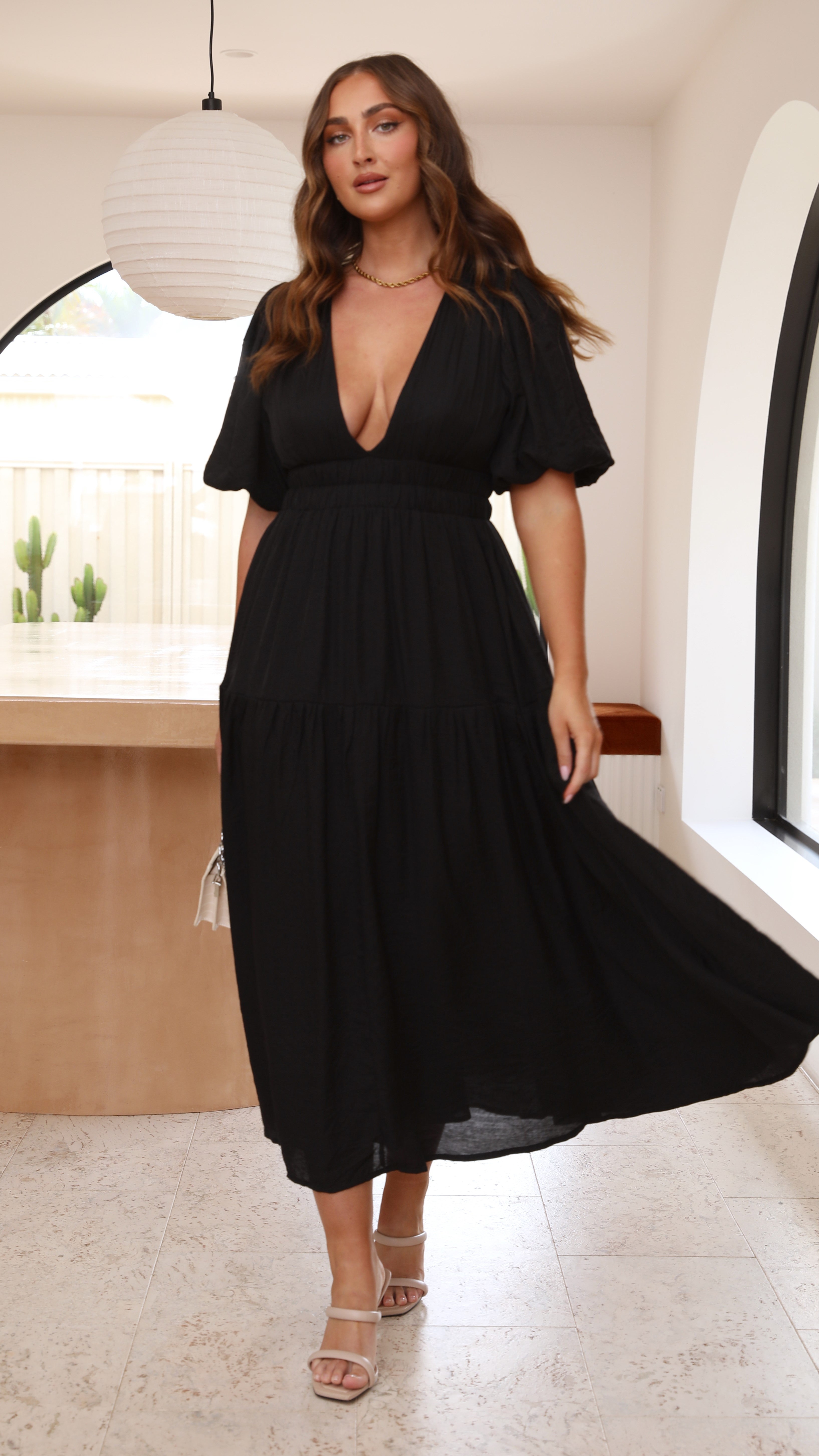 Erin Midi Dress - Black-Sunshines Bliss