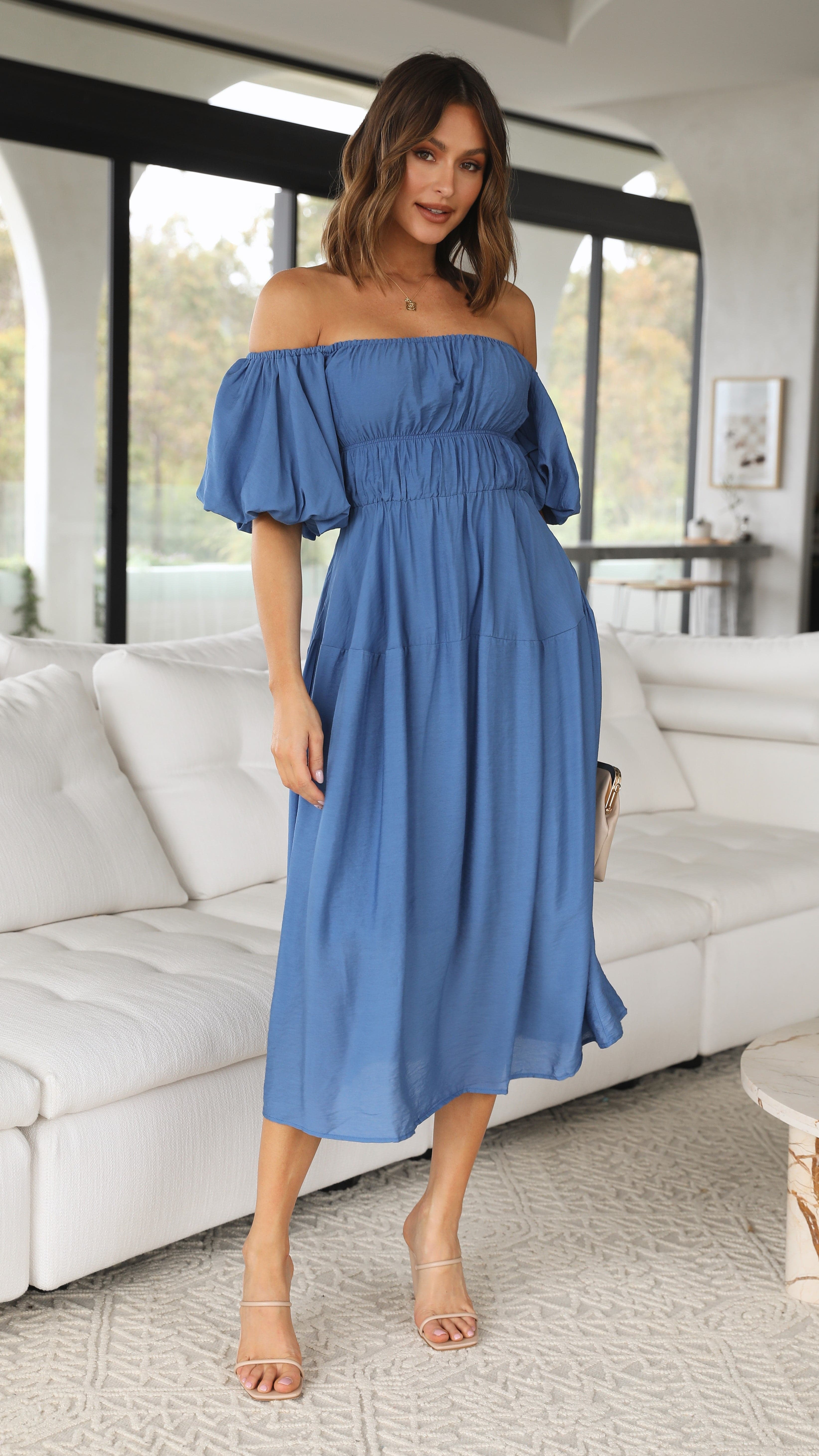Paiva Midi Dress - Blue-Sunshines Bliss