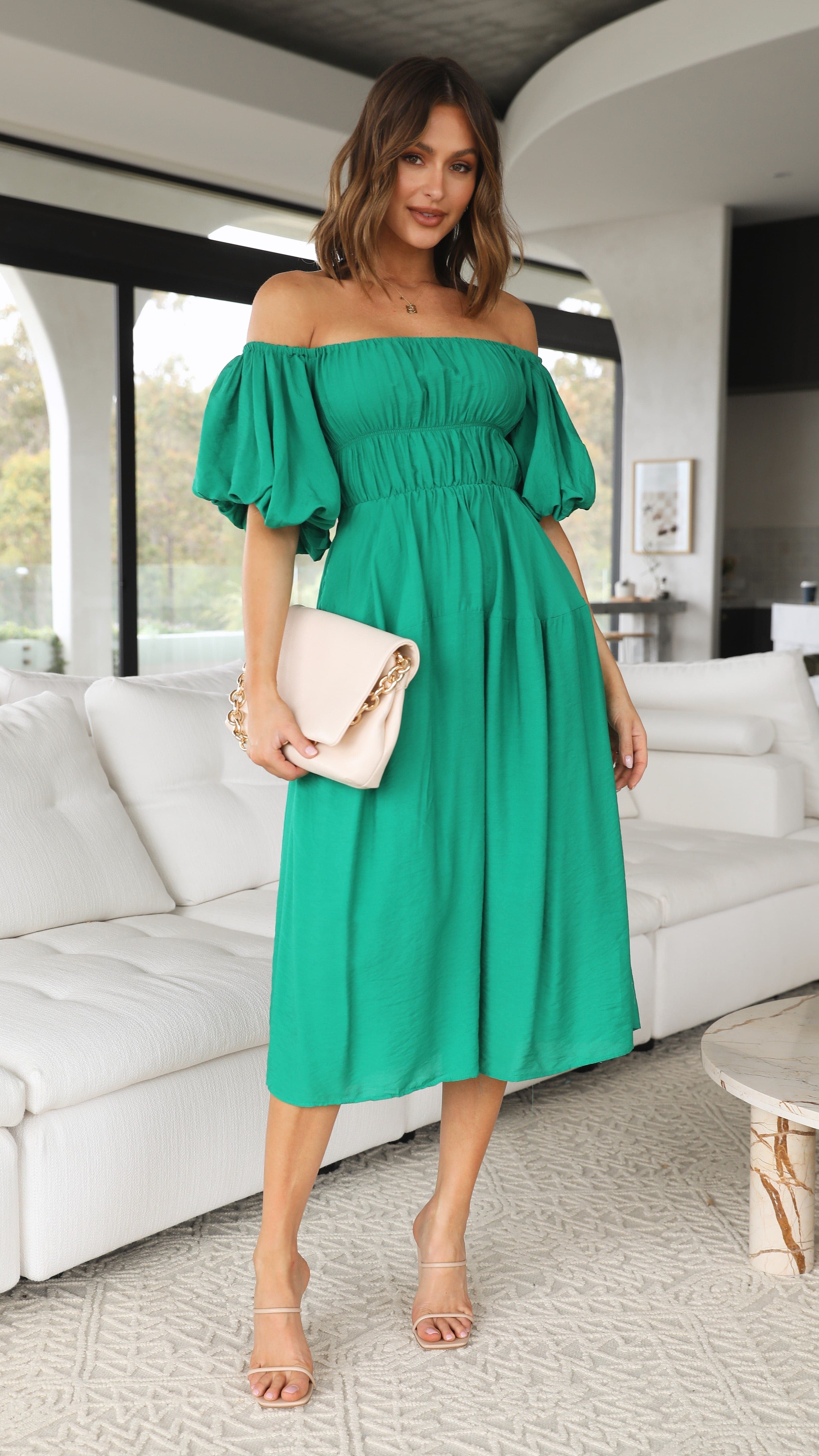 Paiva Midi Dress - Green-Sunshines Bliss
