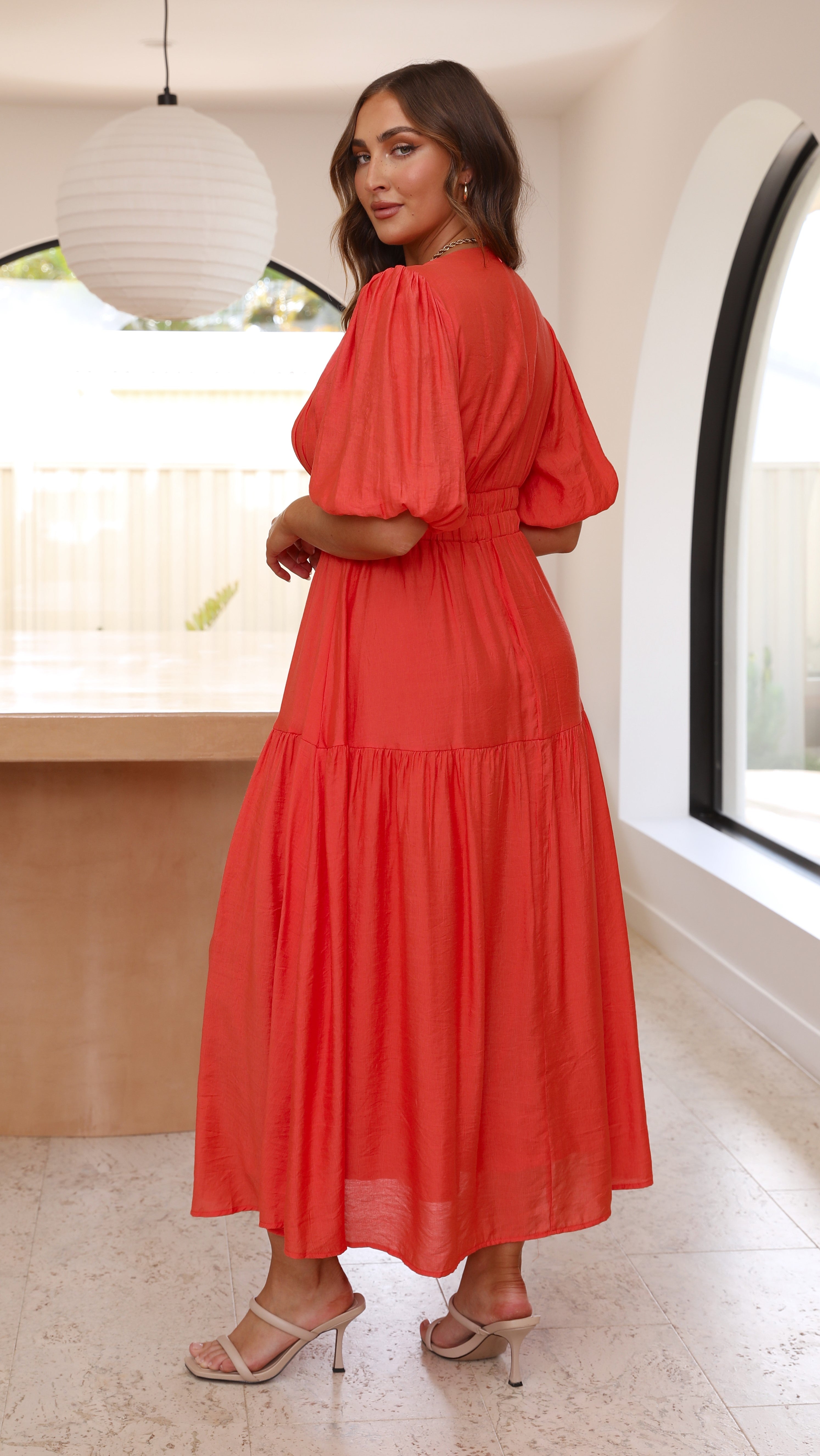 Erin Midi Dress - Melon-Sunshines Bliss