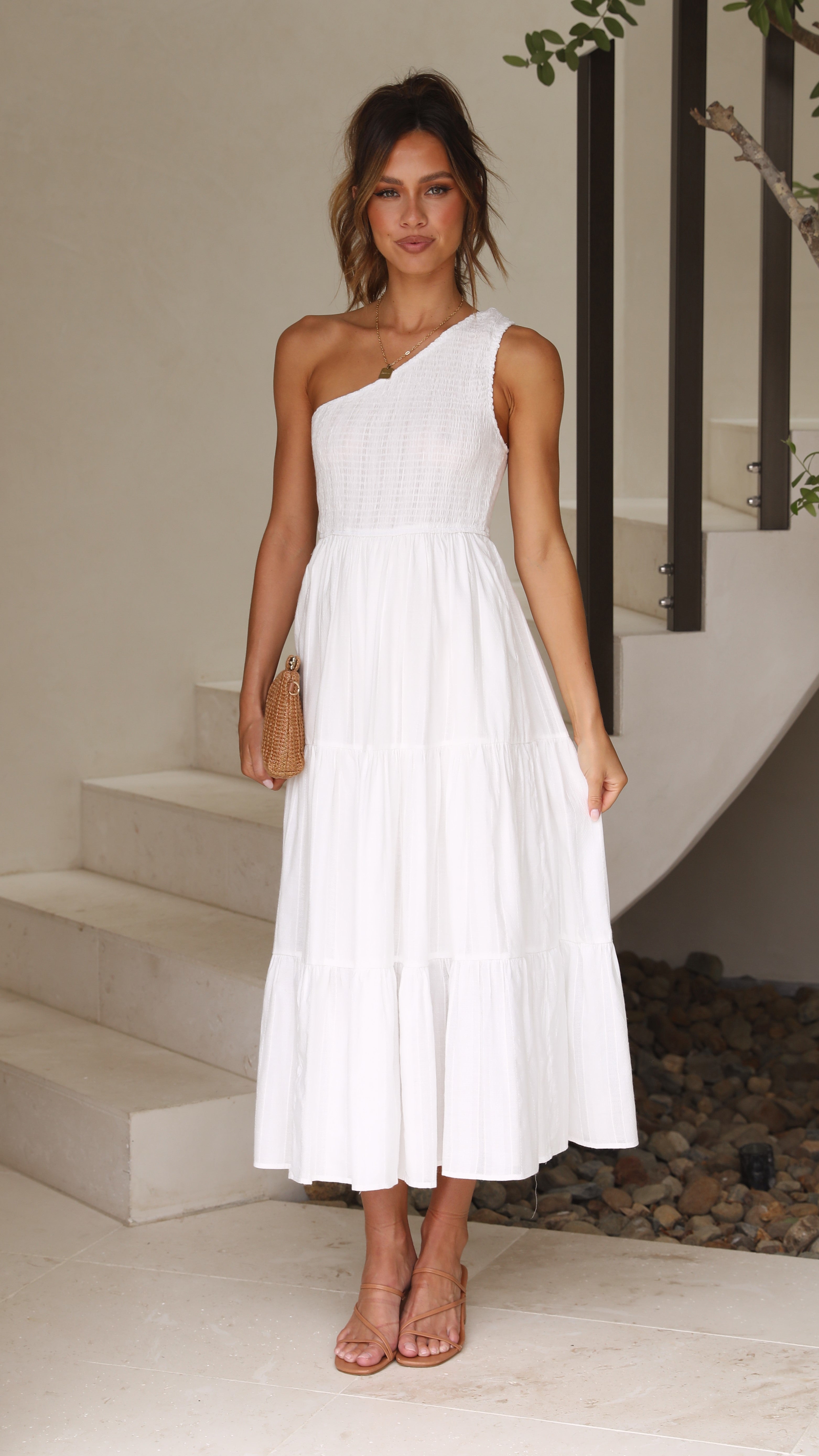 Cassy Midi Dress - White-Sunshines Bliss