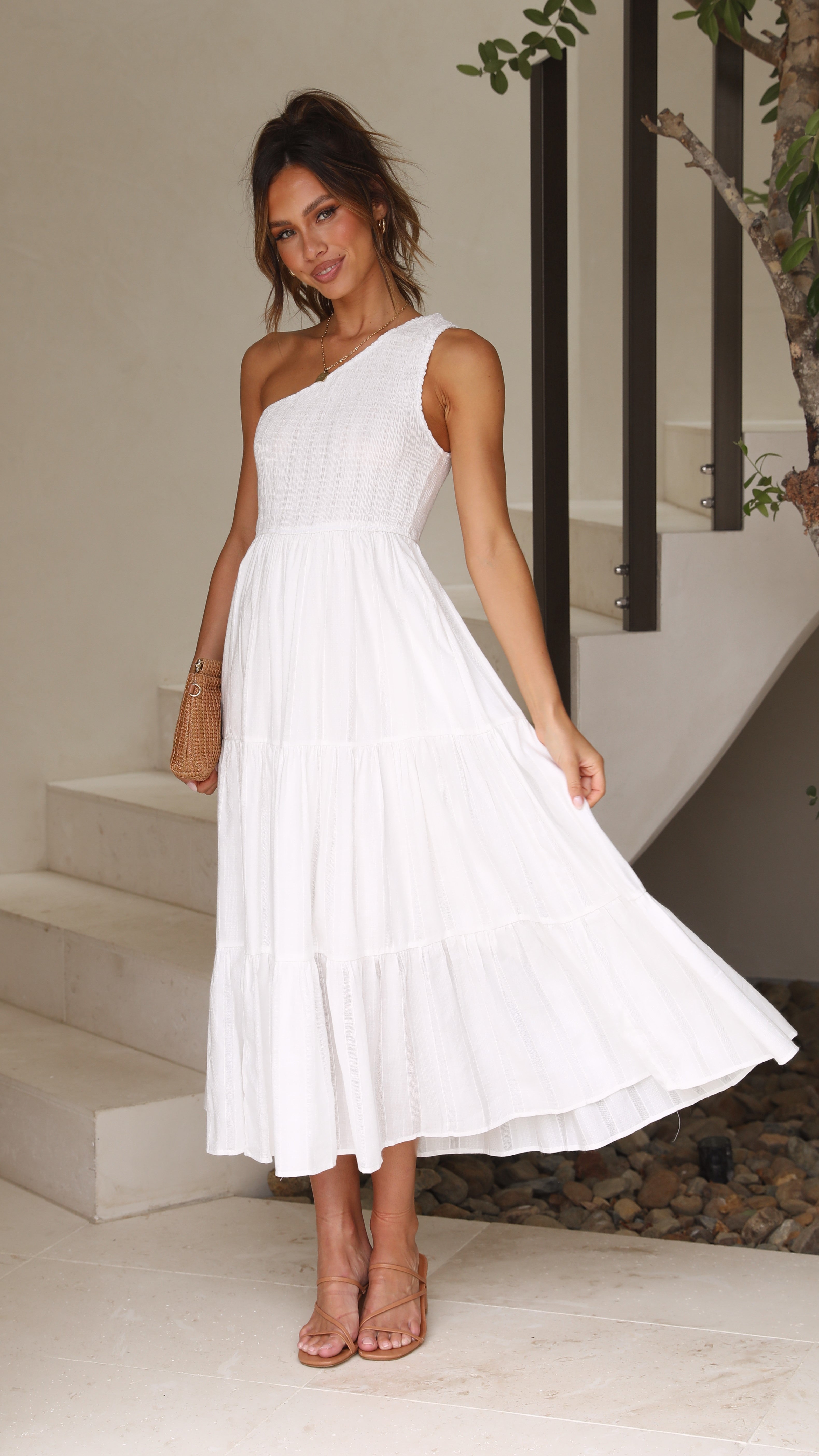 Cassy Midi Dress - White-Sunshines Bliss