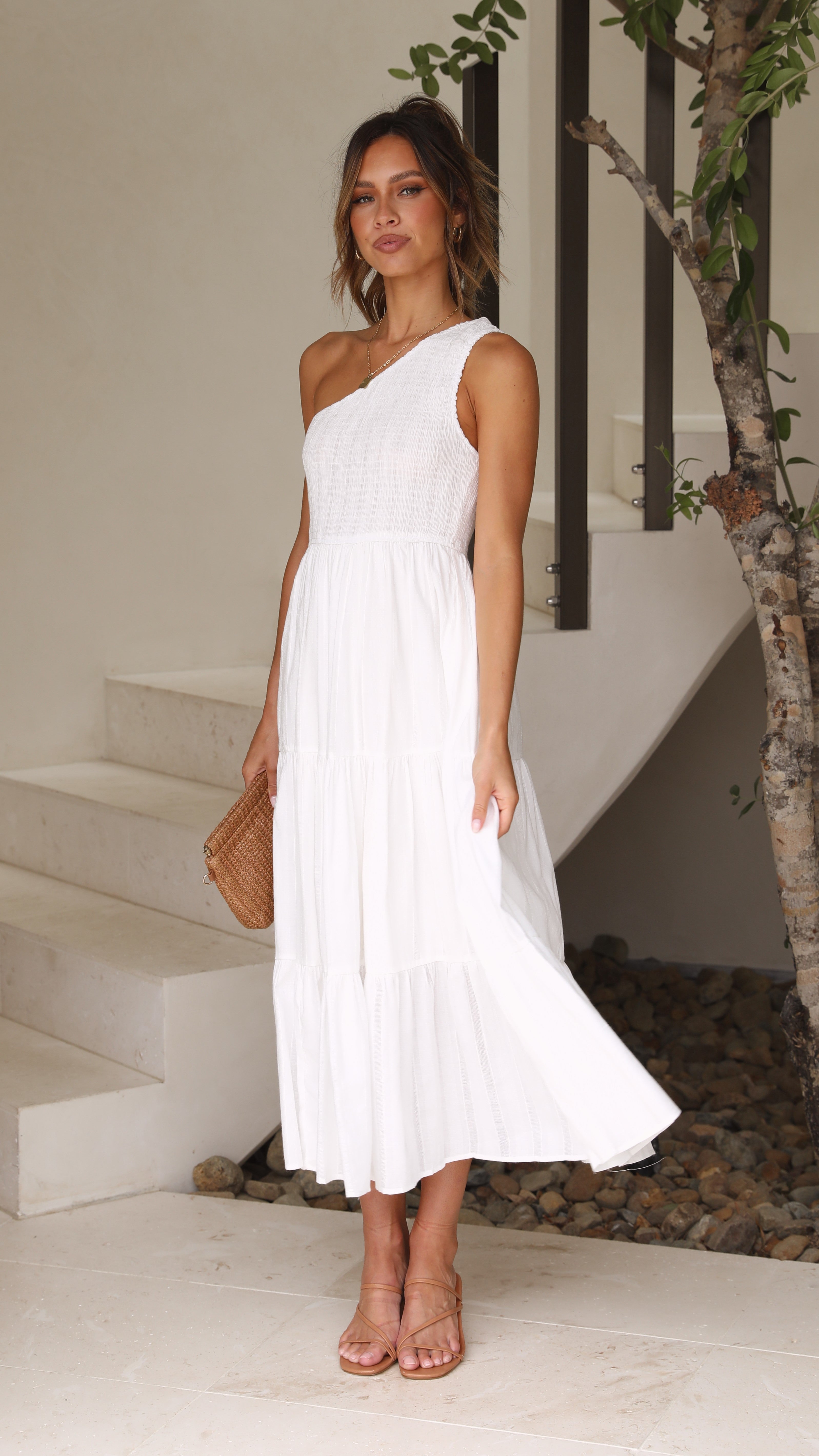 Cassy Midi Dress - White-Sunshines Bliss