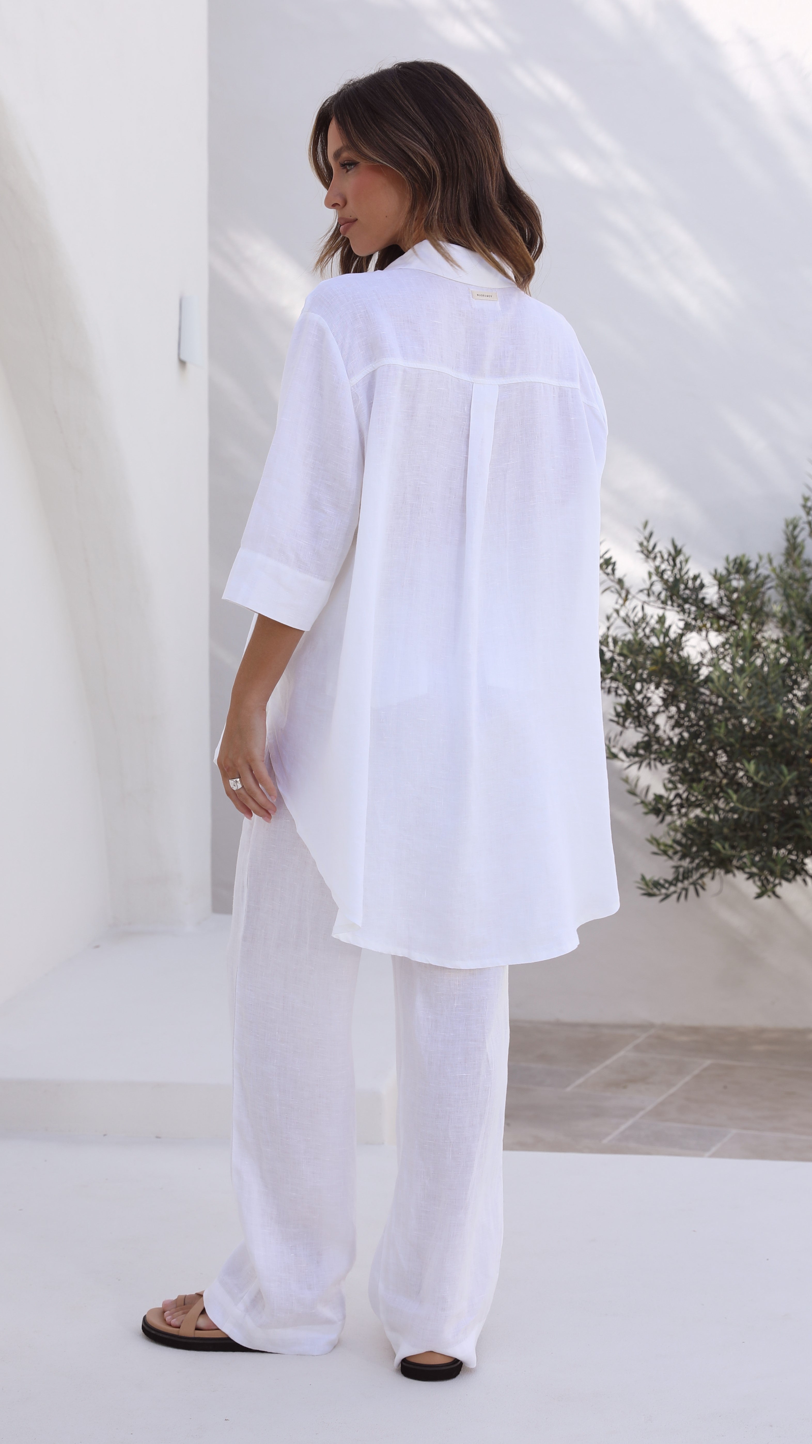 Linen Lounge Pant - White-Sunshines Bliss