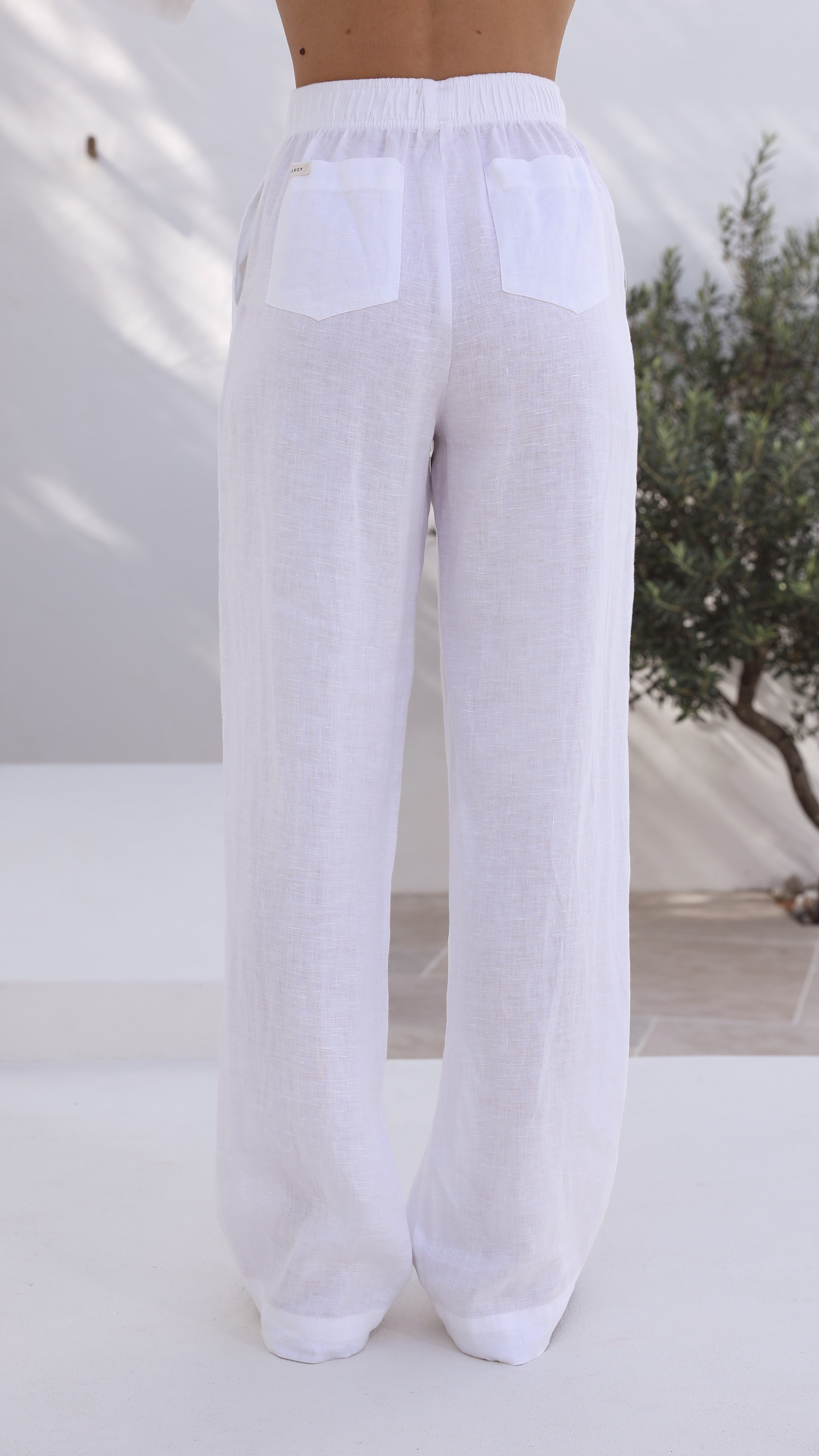 Linen Lounge Pant - White-Sunshines Bliss