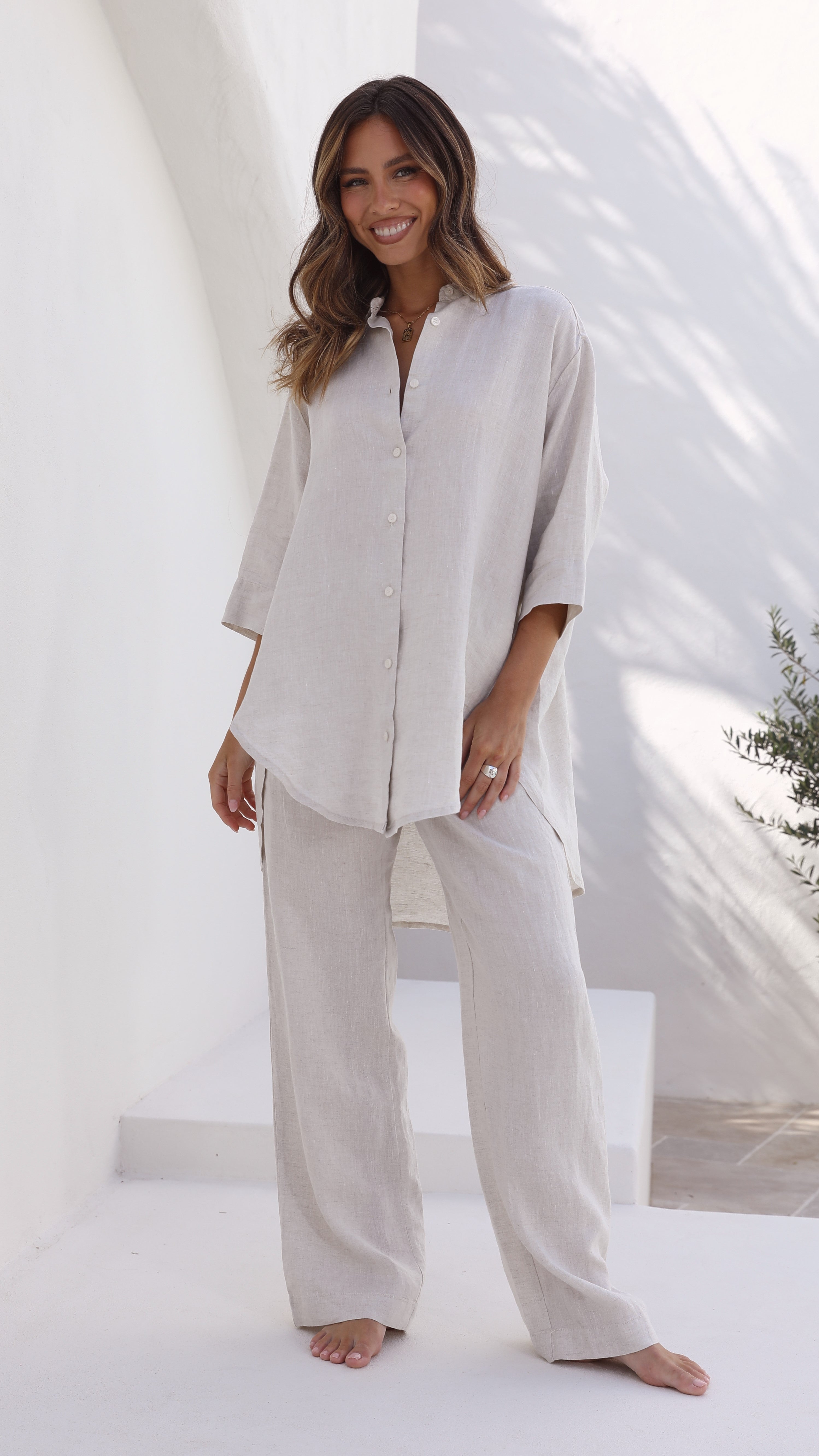Linen Lounge Pant - Natural-Sunshines Bliss