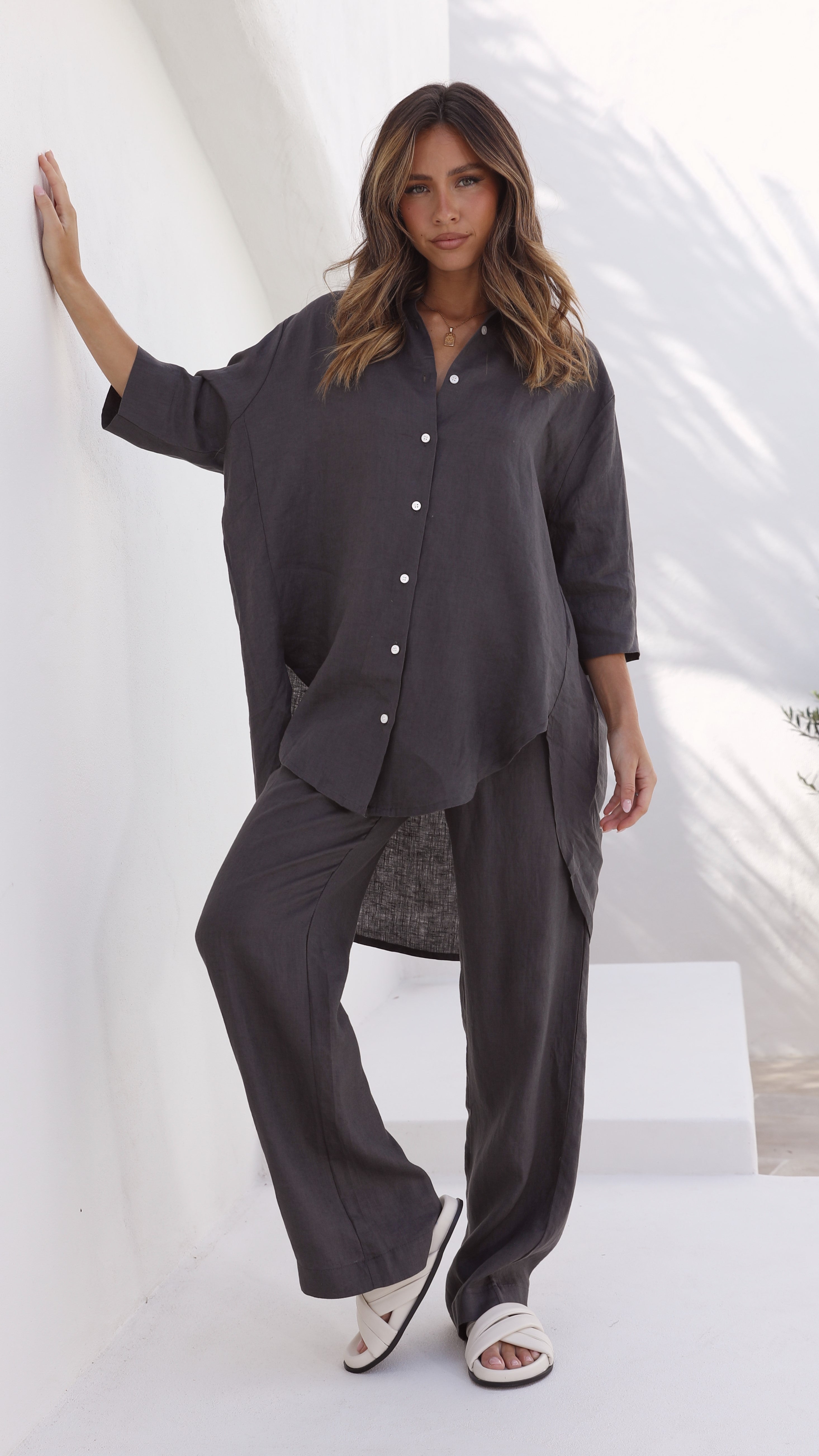 Linen Lounge Pant - Coal-Sunshines Bliss