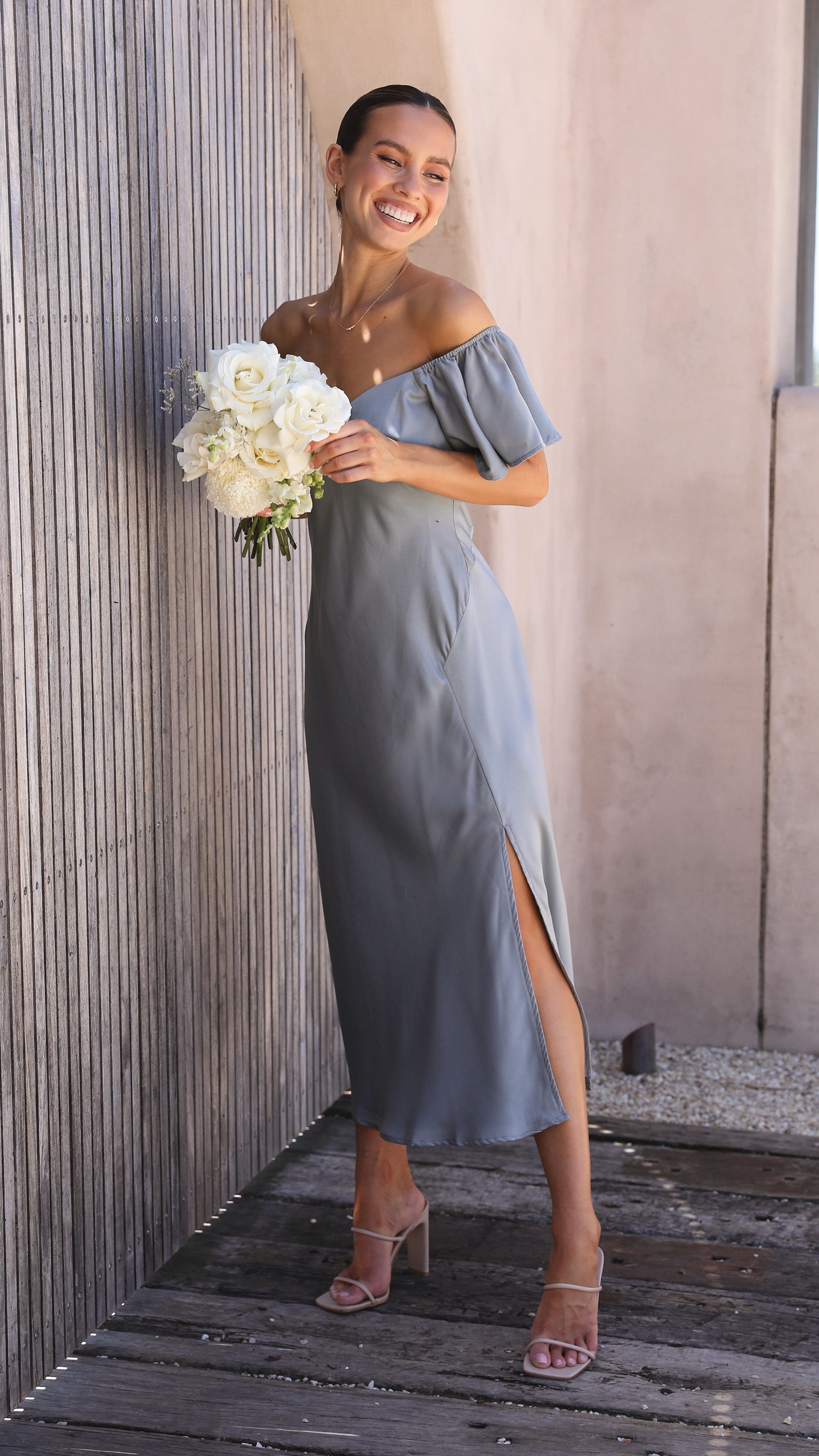 Louisa Midi Dress - Steel Blue-Sunshines Bliss