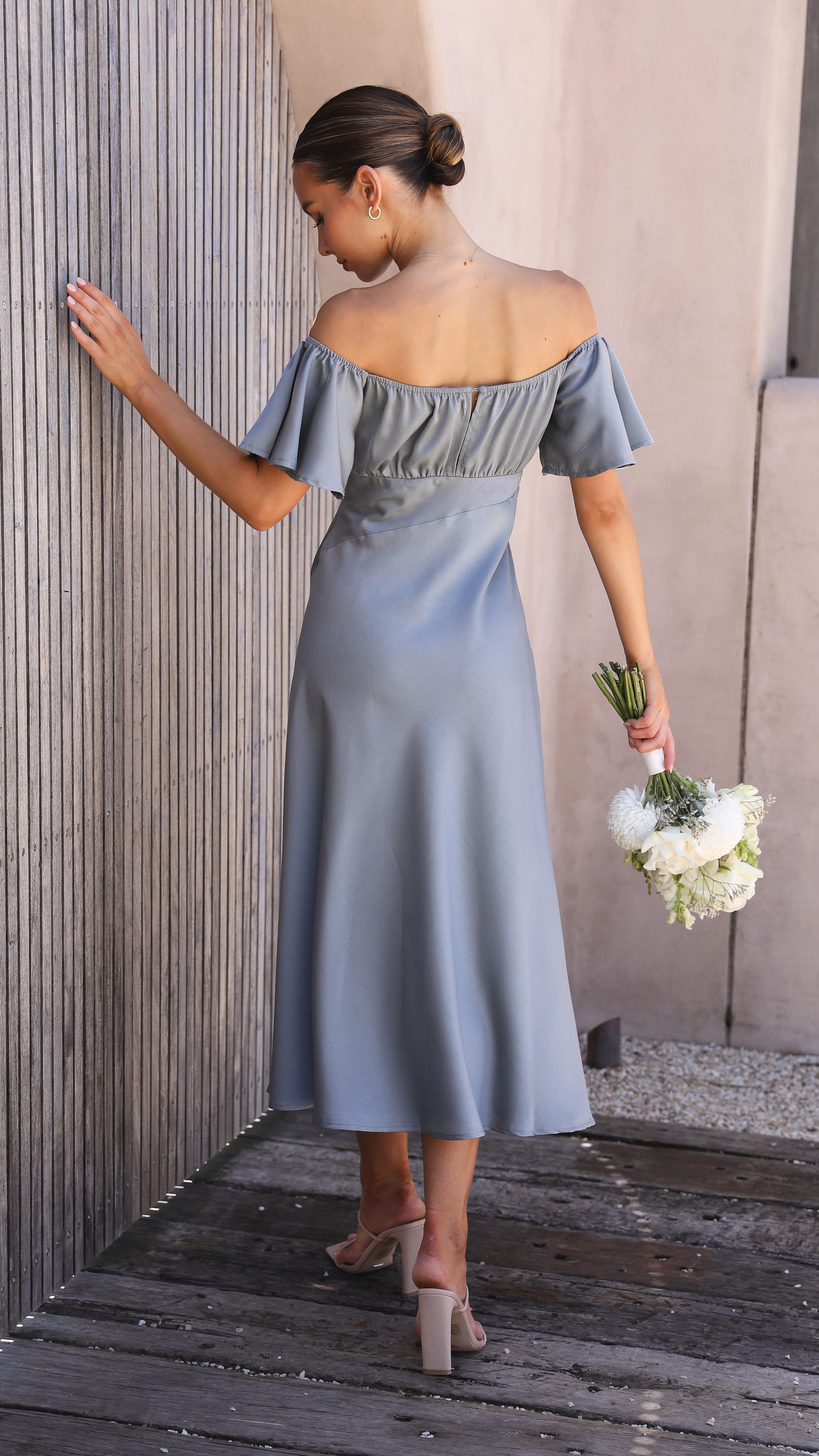 Louisa Midi Dress - Steel Blue-Sunshines Bliss