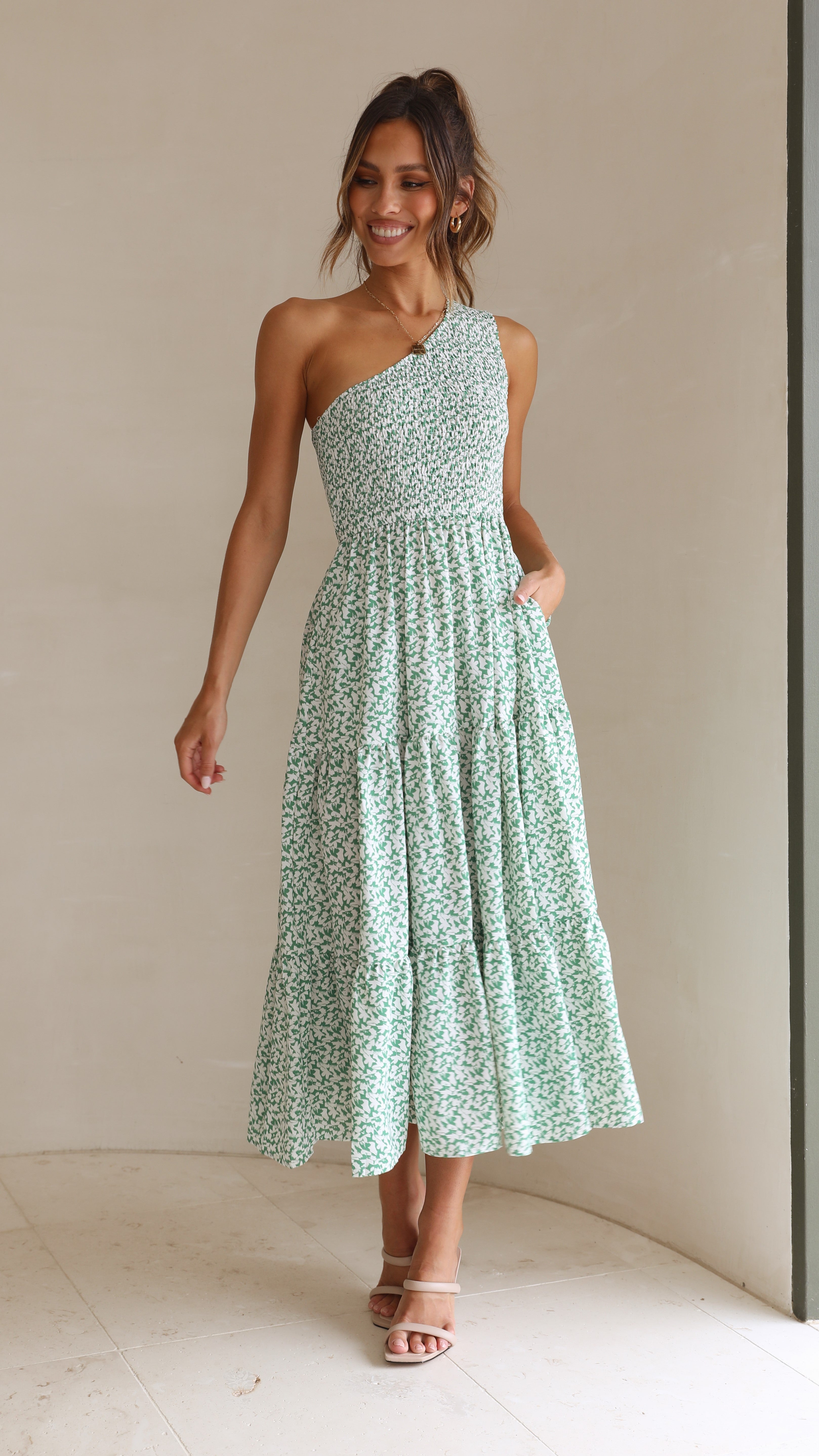 Cassy Midi Dress - Sage Floral-Sunshines Bliss