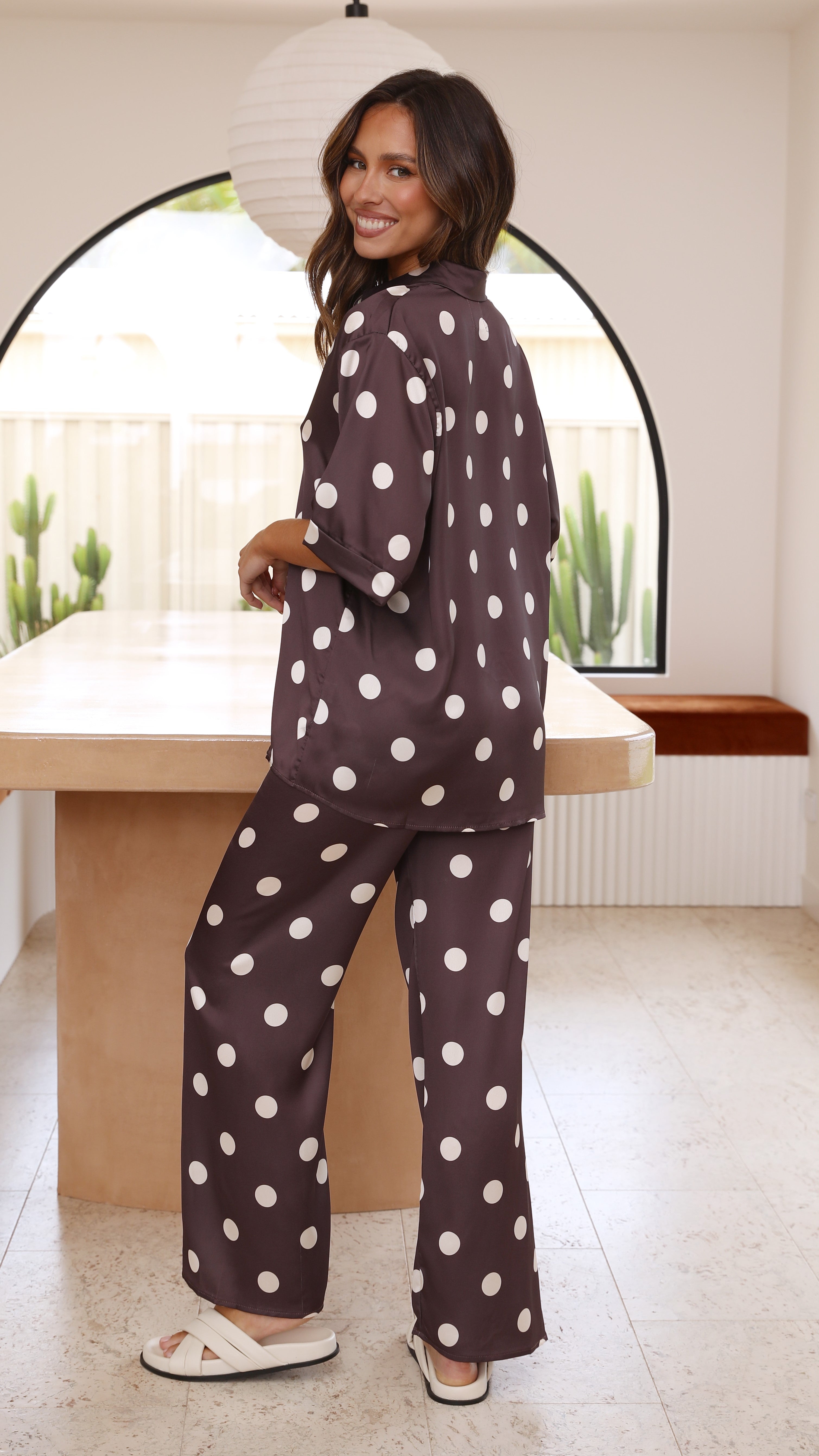 Bailie Shirt and Pants Set - Brown Polka Dot-Sunshines Bliss