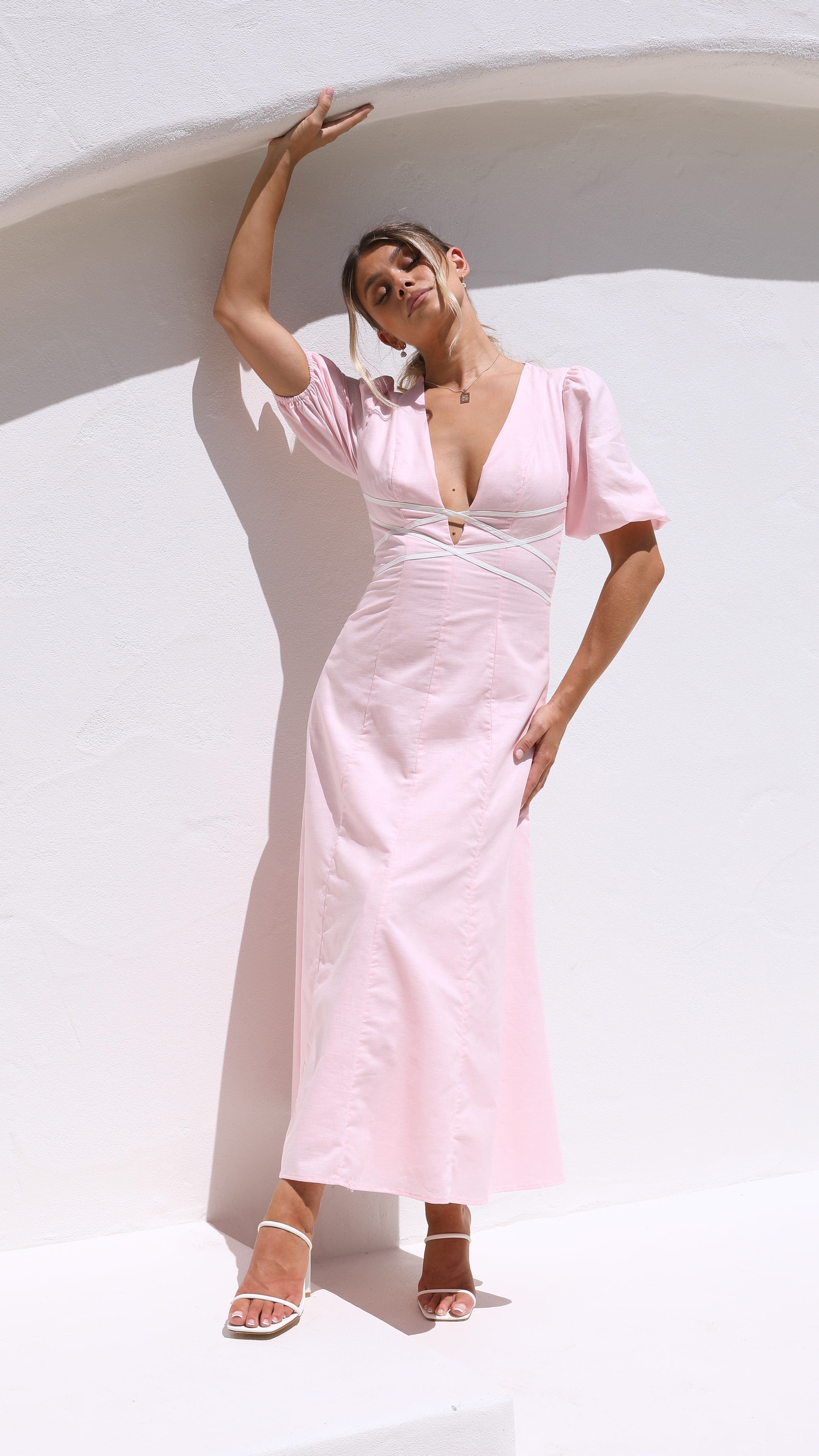 Sweetie Midi Dress - Pink-Sunshines Bliss