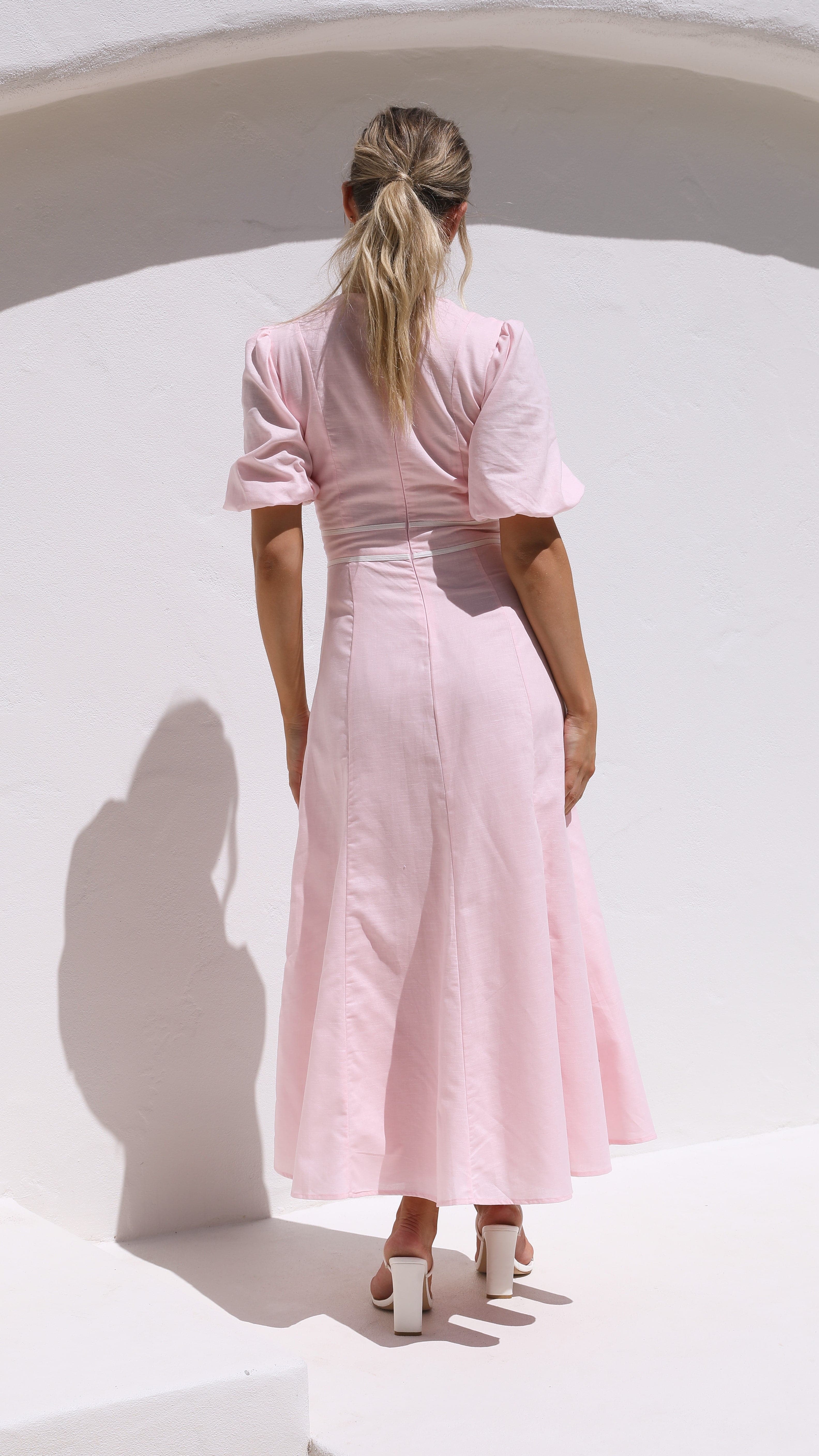 Sweetie Midi Dress - Pink-Sunshines Bliss