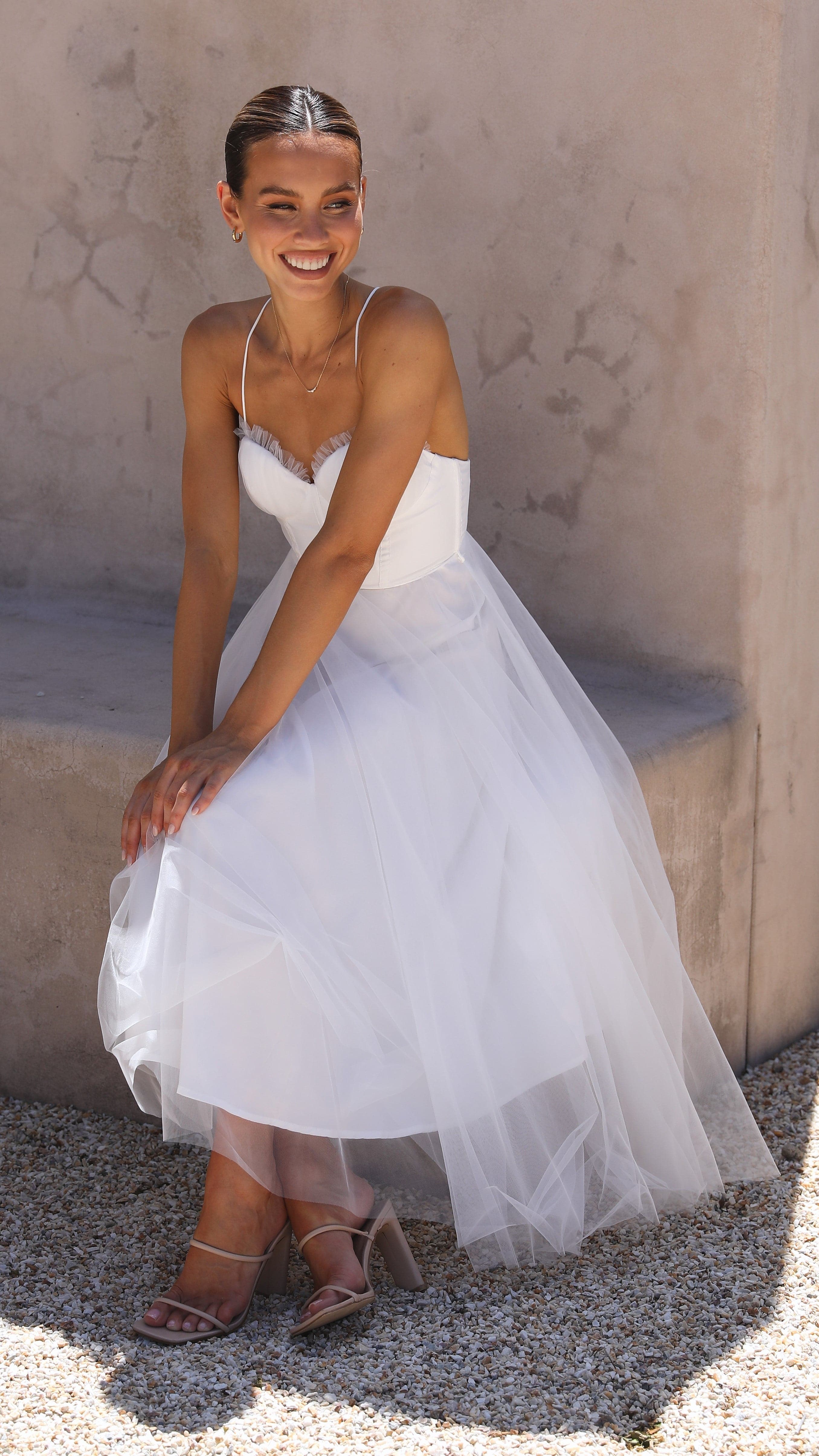 Diana Midi Dress - White-Sunshines Bliss