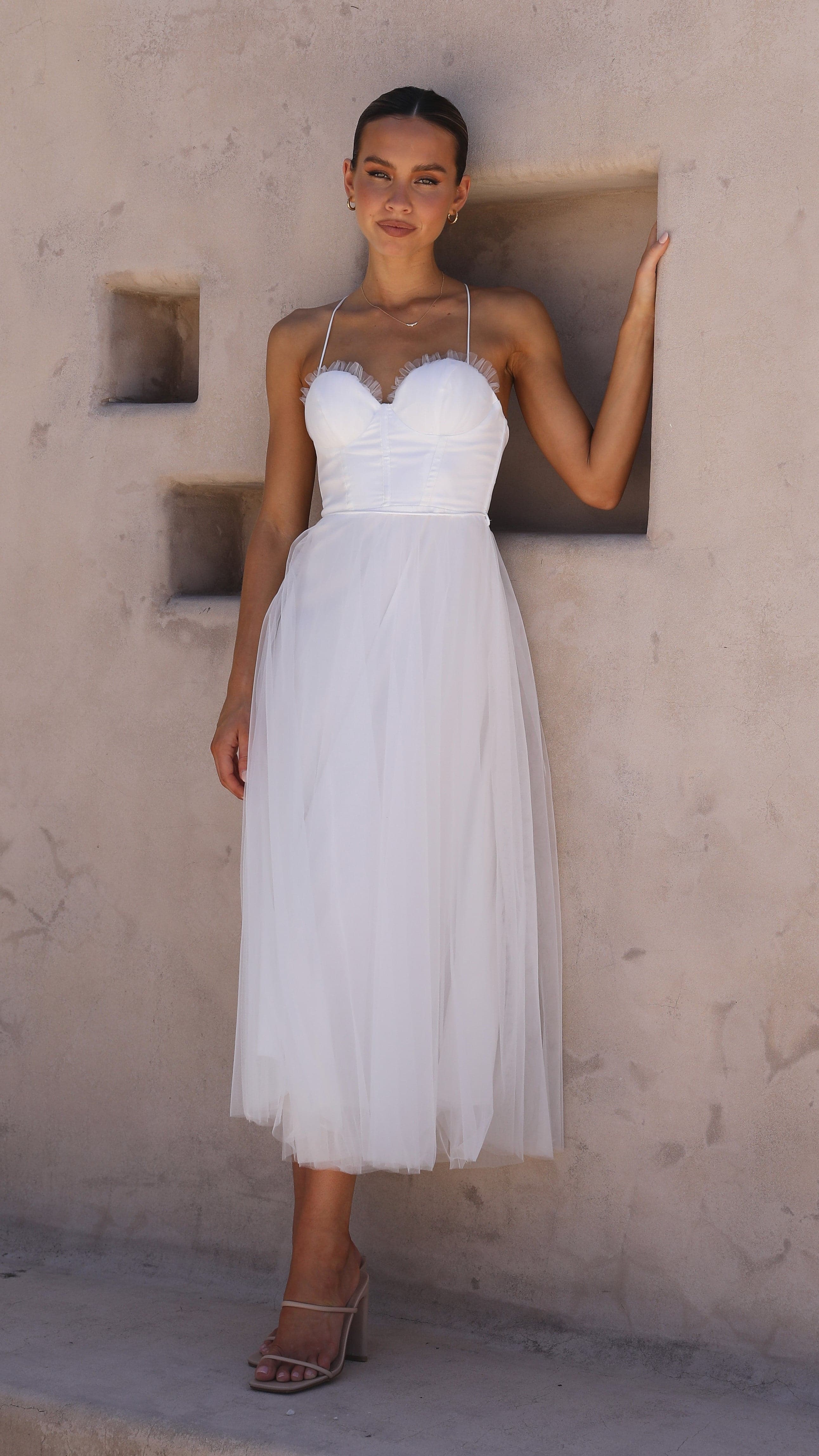 Diana Midi Dress - White-Sunshines Bliss