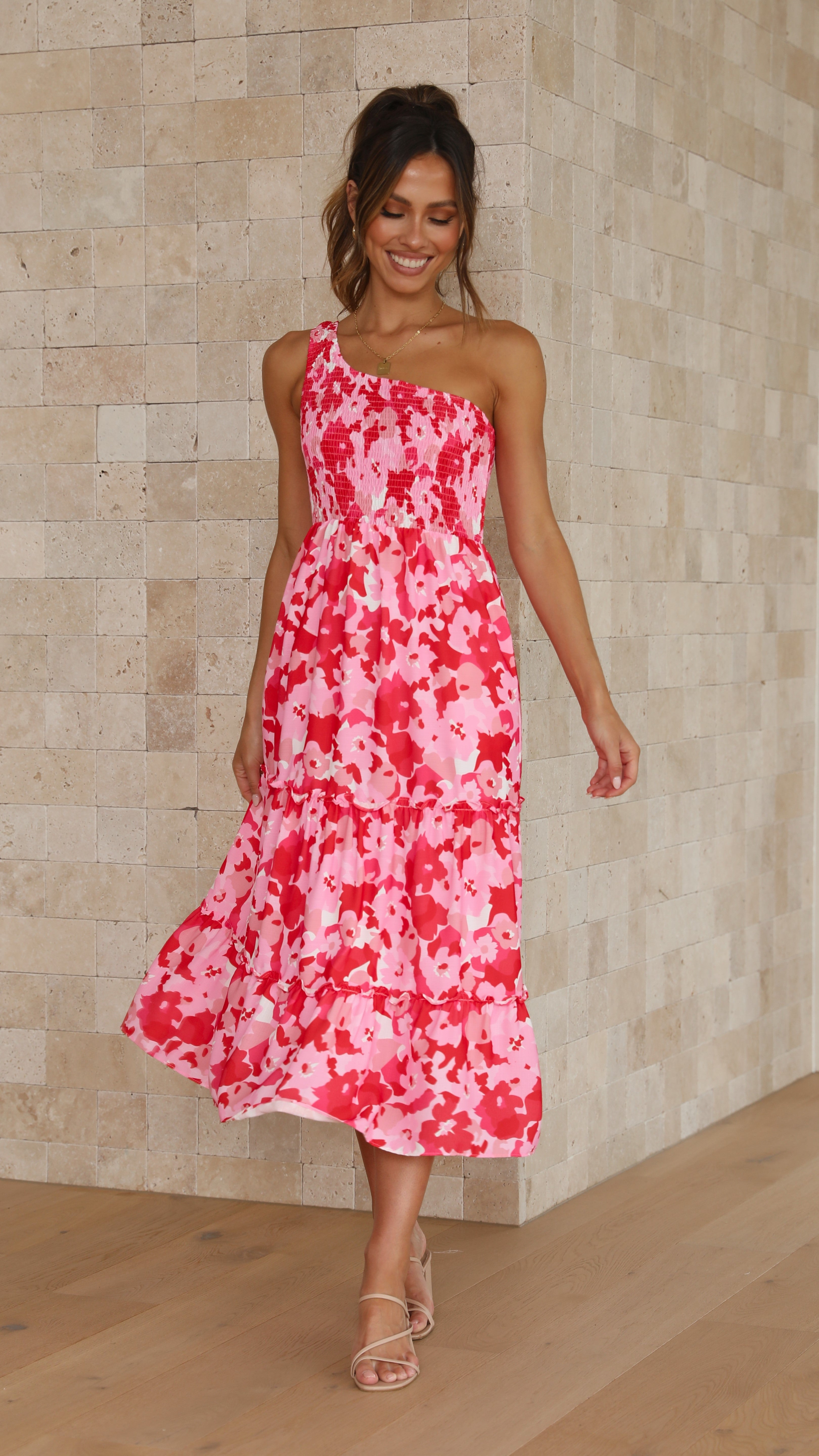 Ren One Shoulder Midi Dress - Posey Print-Sunshines Bliss