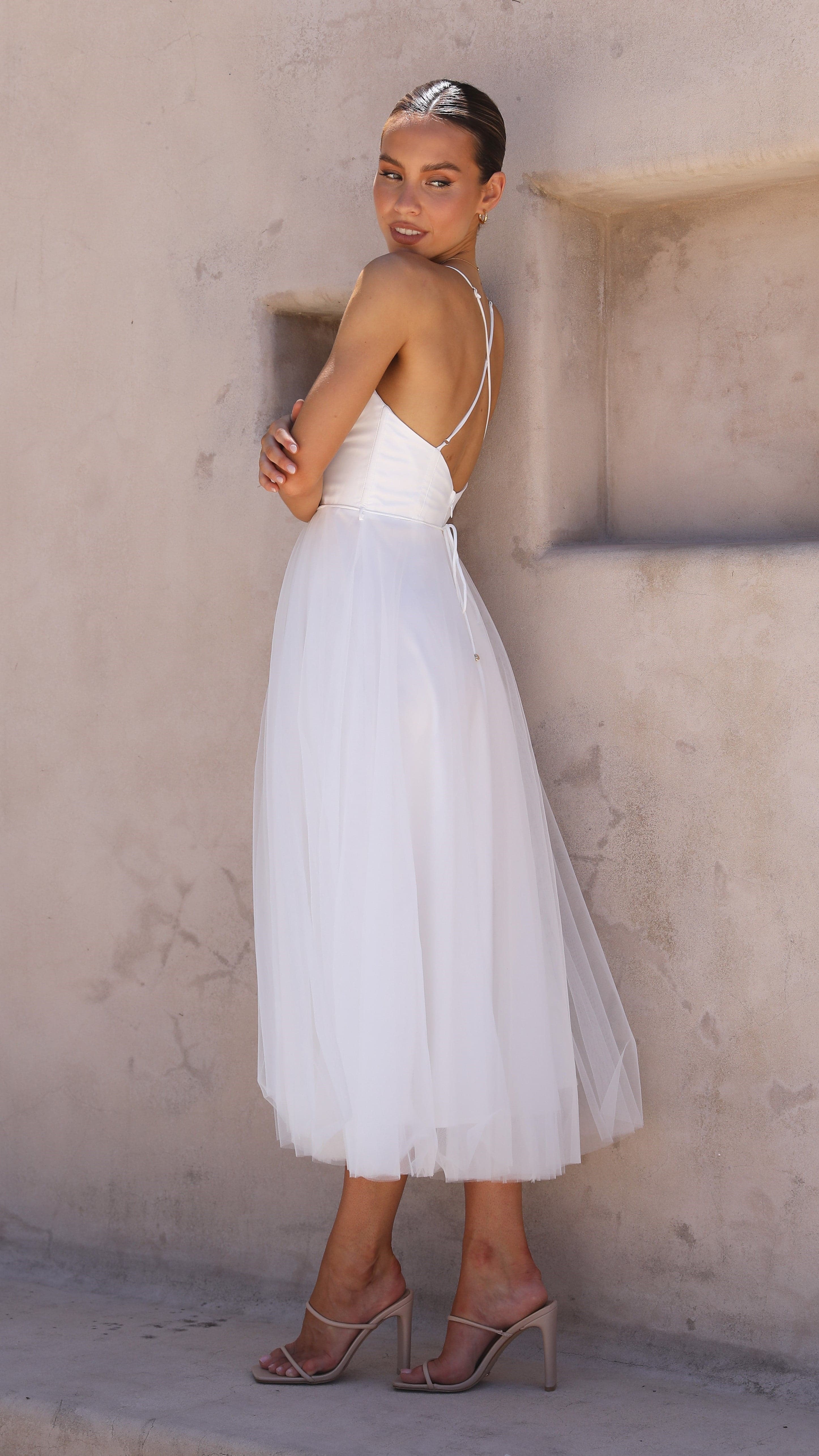 Diana Midi Dress - White-Sunshines Bliss