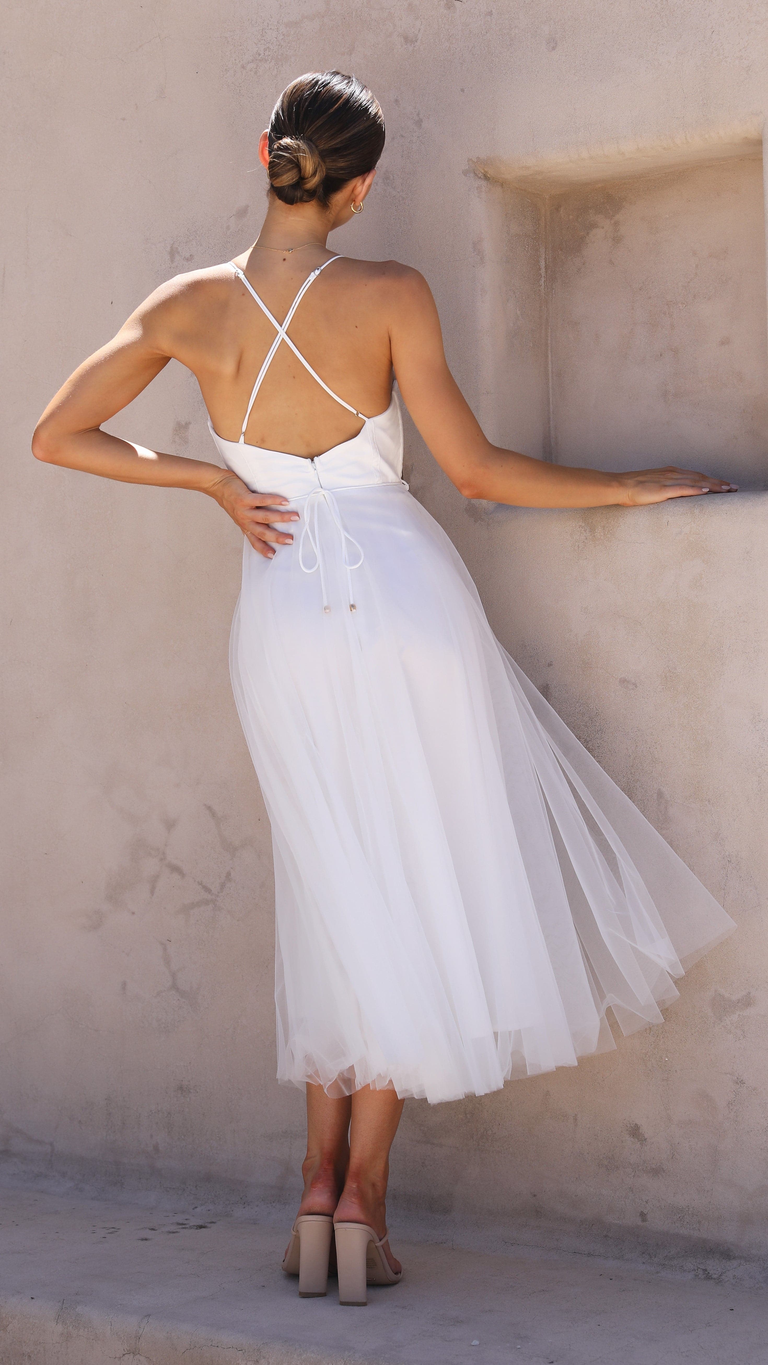 Diana Midi Dress - White-Sunshines Bliss
