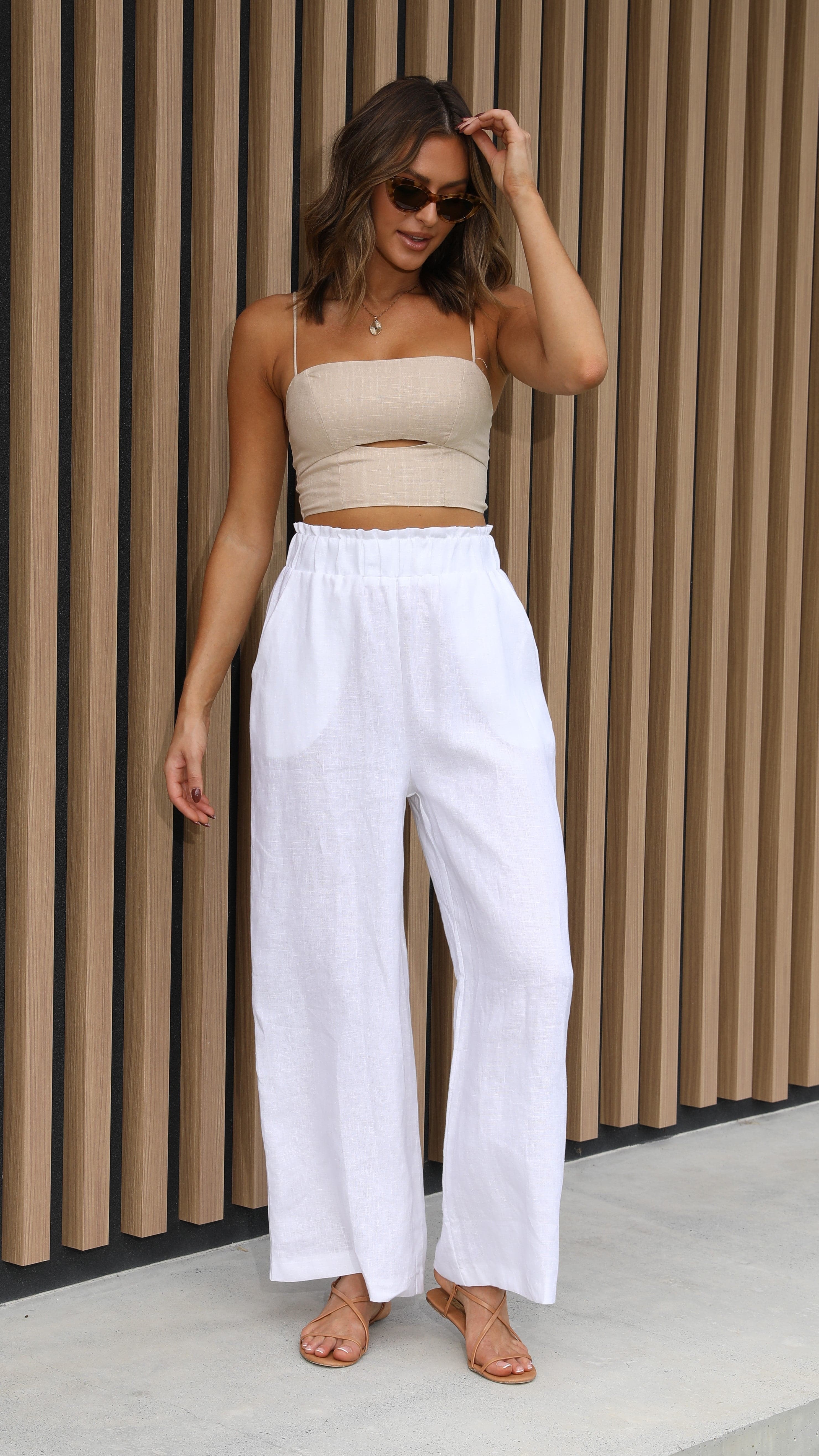 Sienna Pants - White-Sunshines Bliss