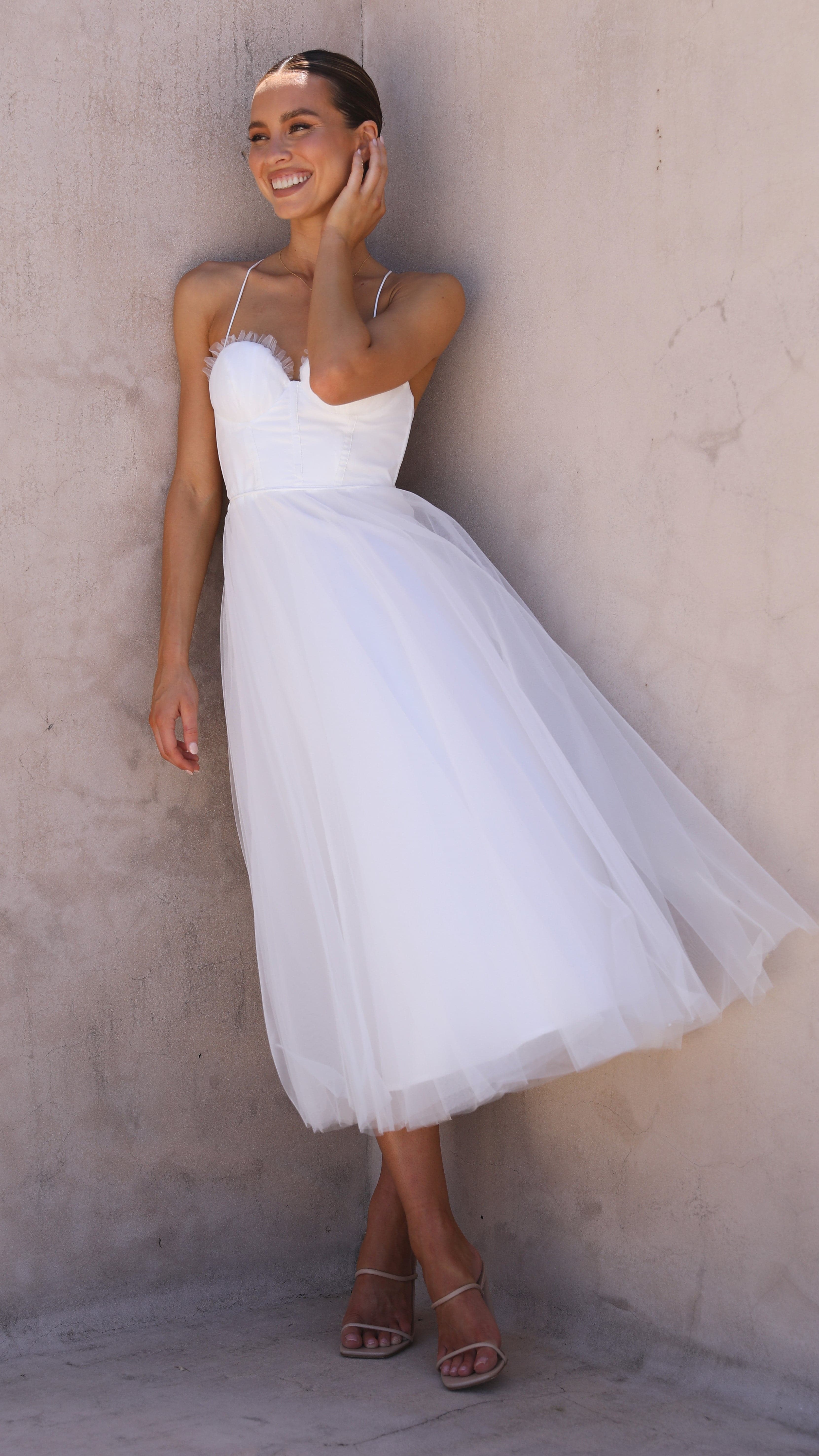 Diana Midi Dress - White-Sunshines Bliss