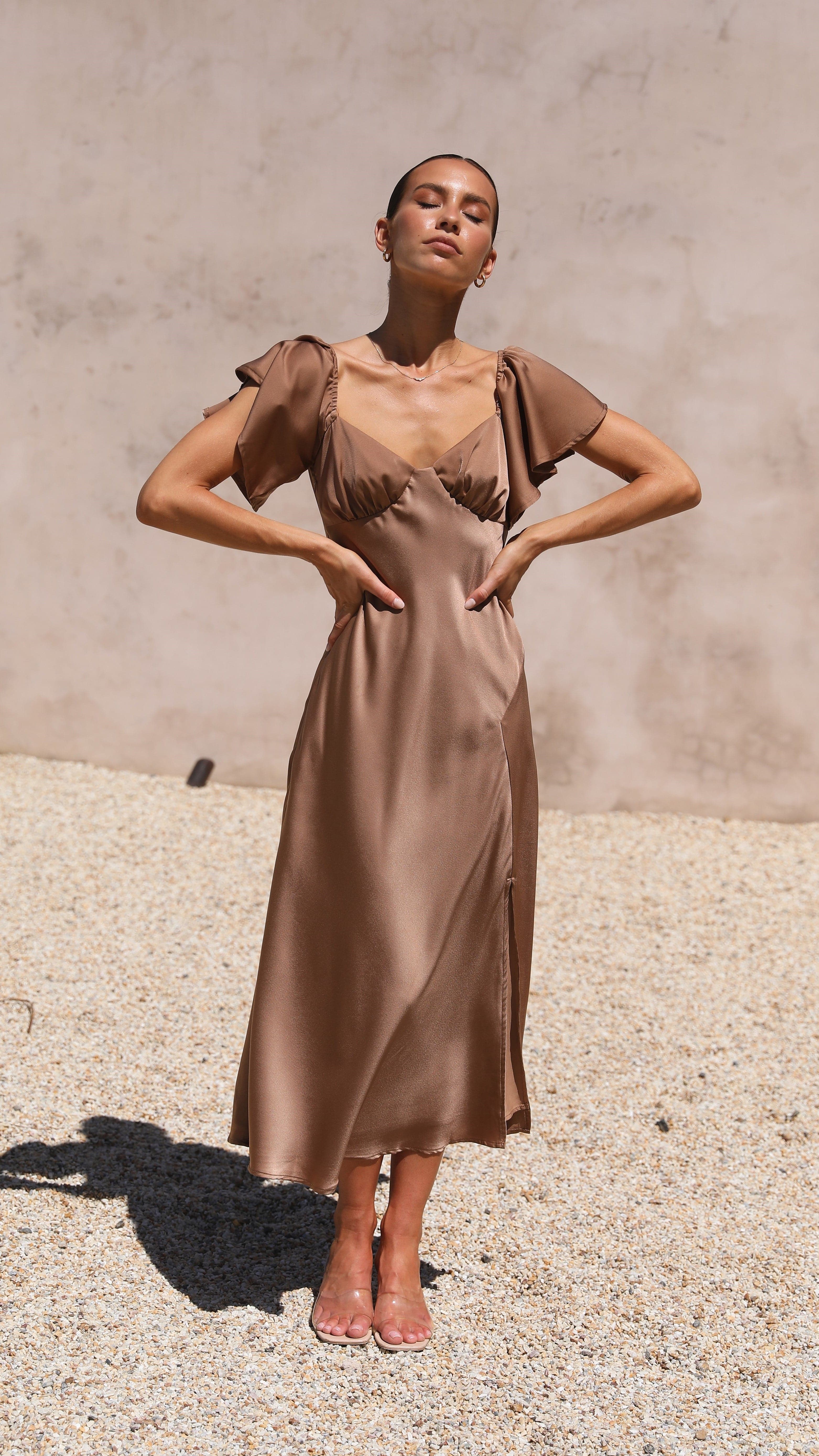 Louisa Midi Dress - Chocolate-Sunshines Bliss
