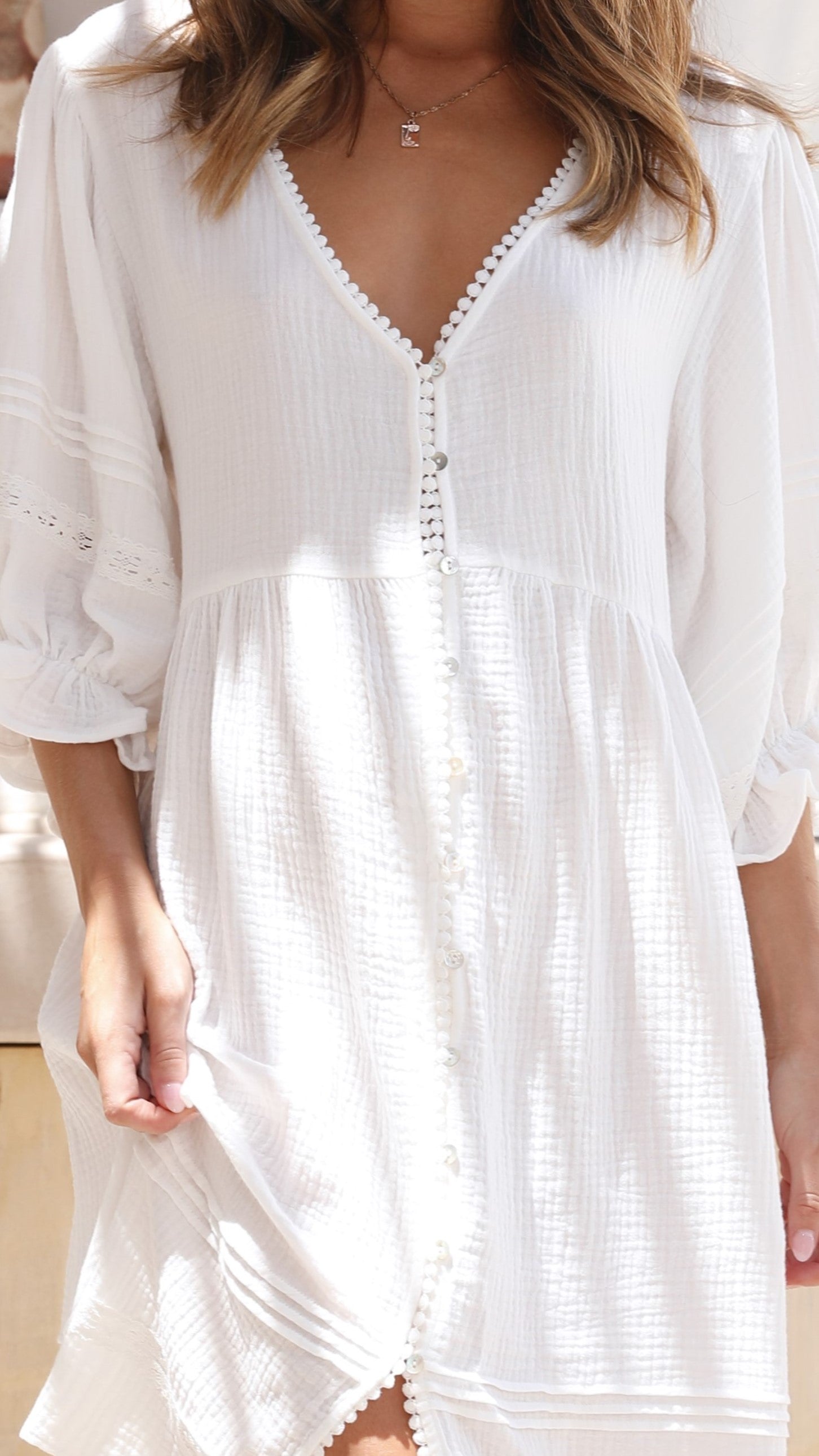 Eliza Midi Dress - White-Sunshines Bliss