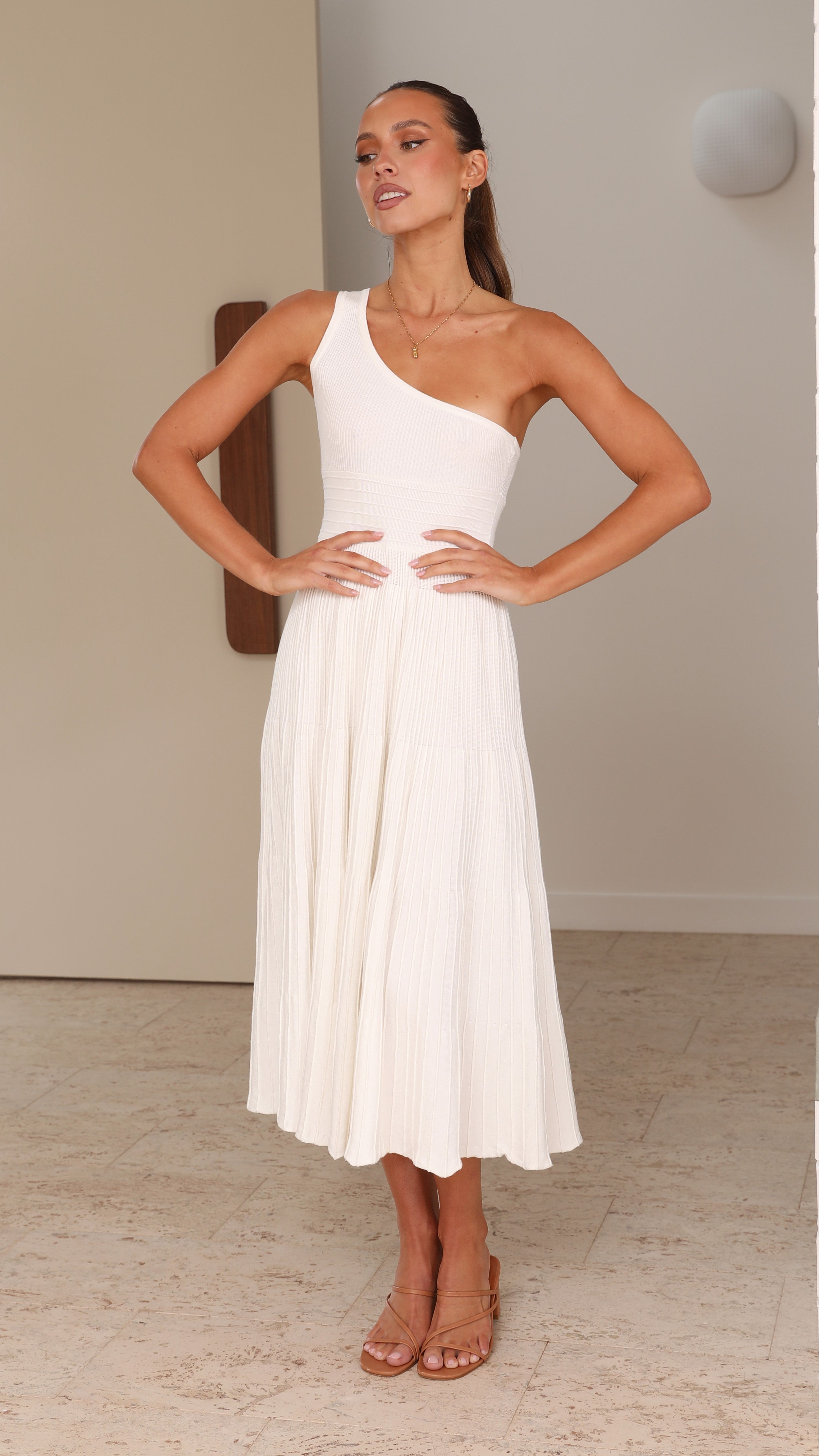 Mia Midi Dress - White-Sunshines Bliss