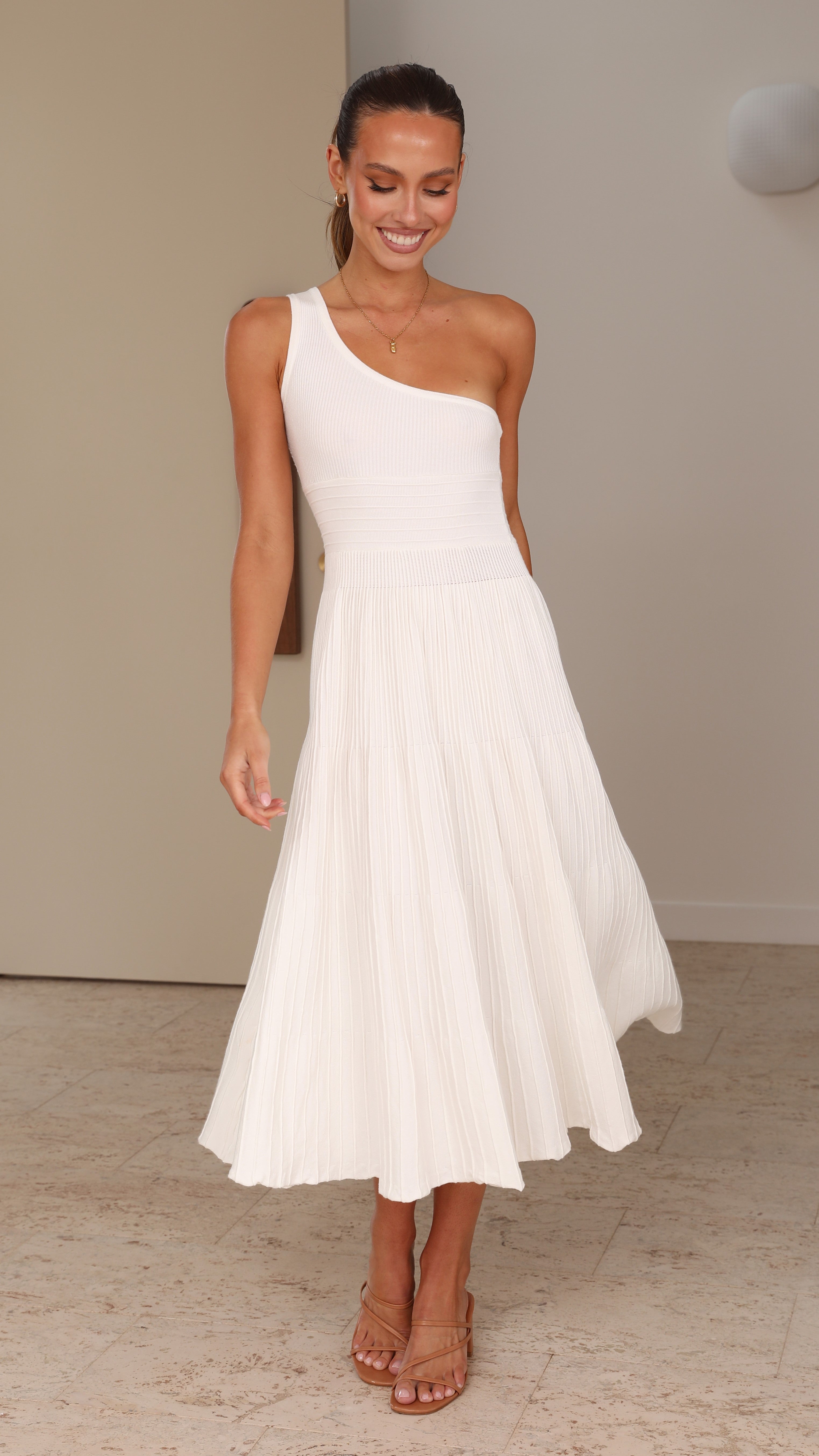 Mia Midi Dress - White-Sunshines Bliss