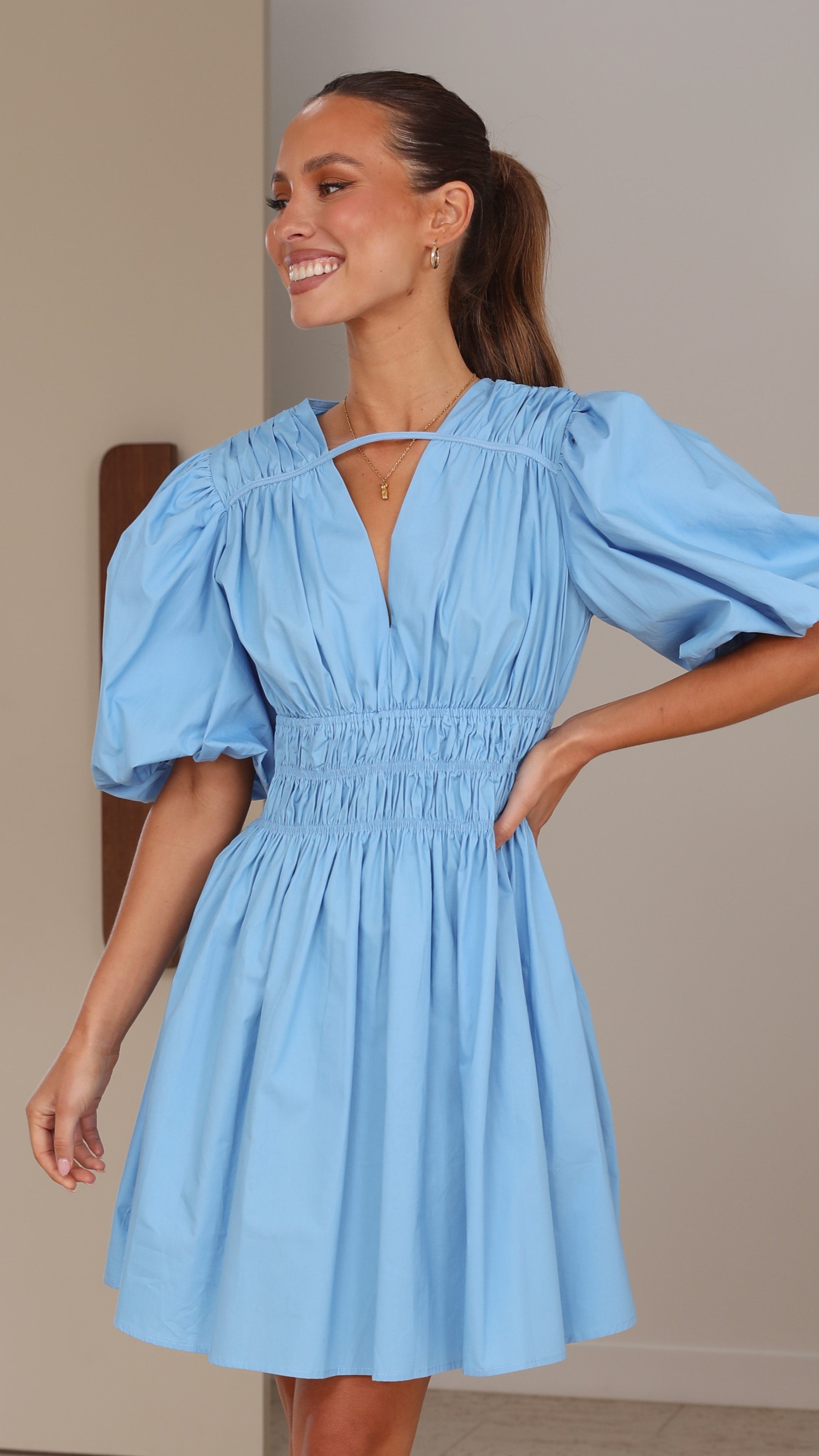 Charla Mini Dress - Sky Blue-Sunshines Bliss