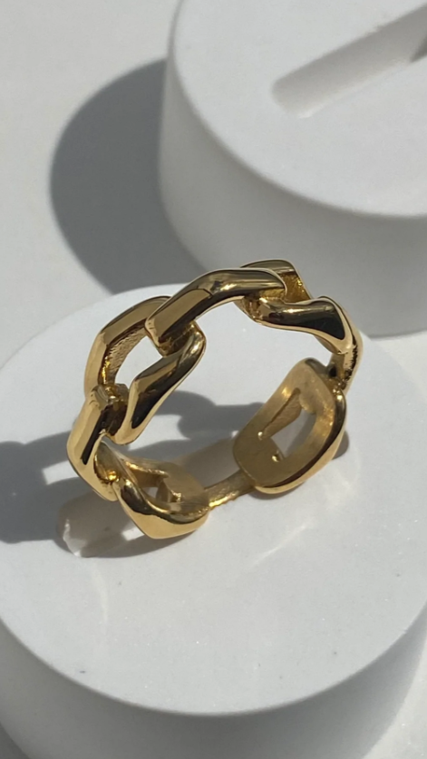 Chunky Chain Ring - Gold-Sunshines Bliss
