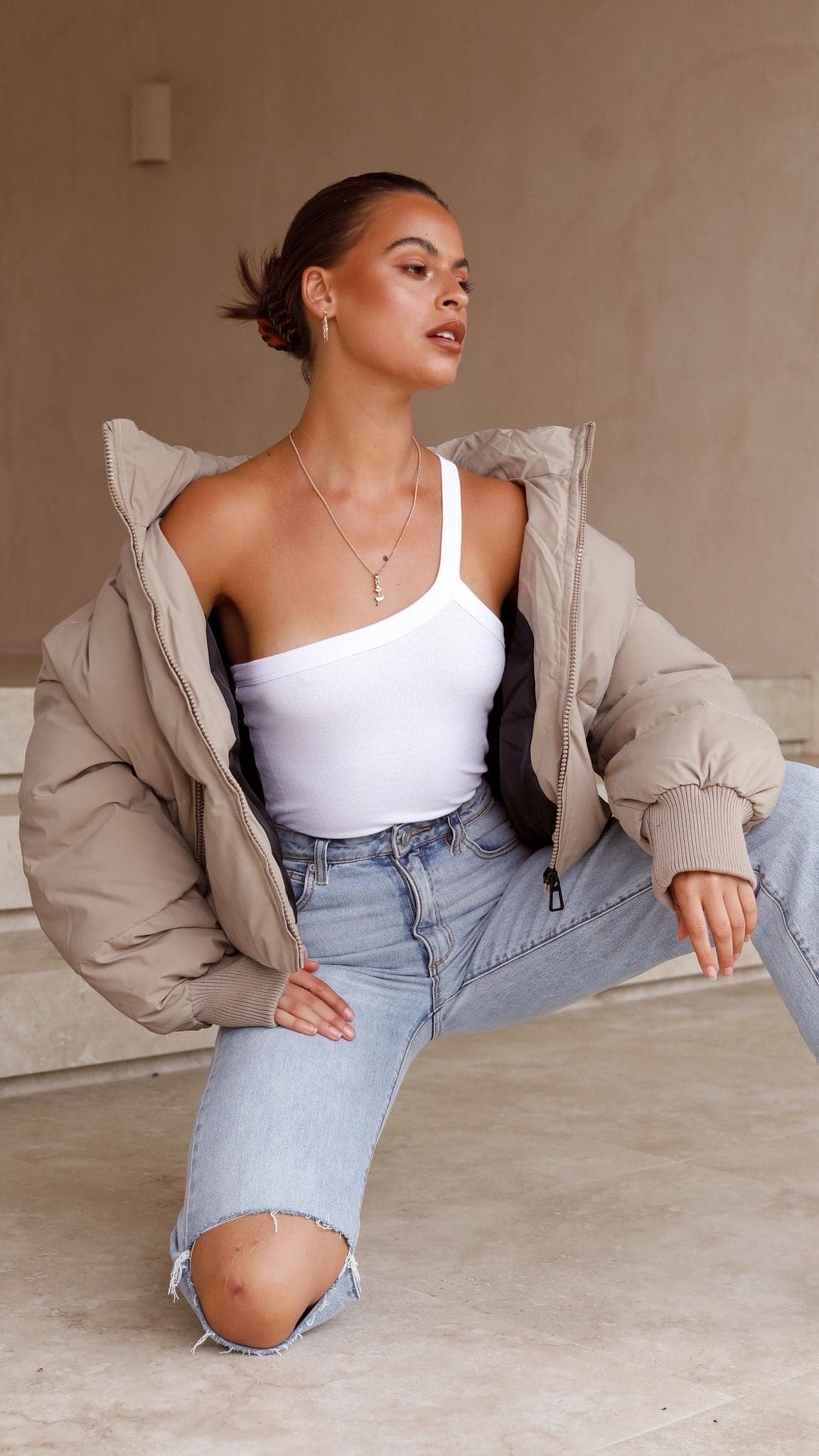 Carmen Puffer Jacket - Taupe-Sunshines Bliss