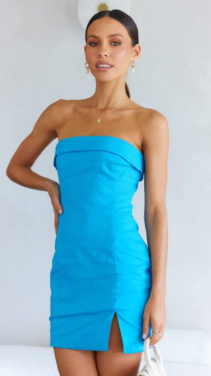 Crystal Mini Dress - Blue-Sunshines Bliss