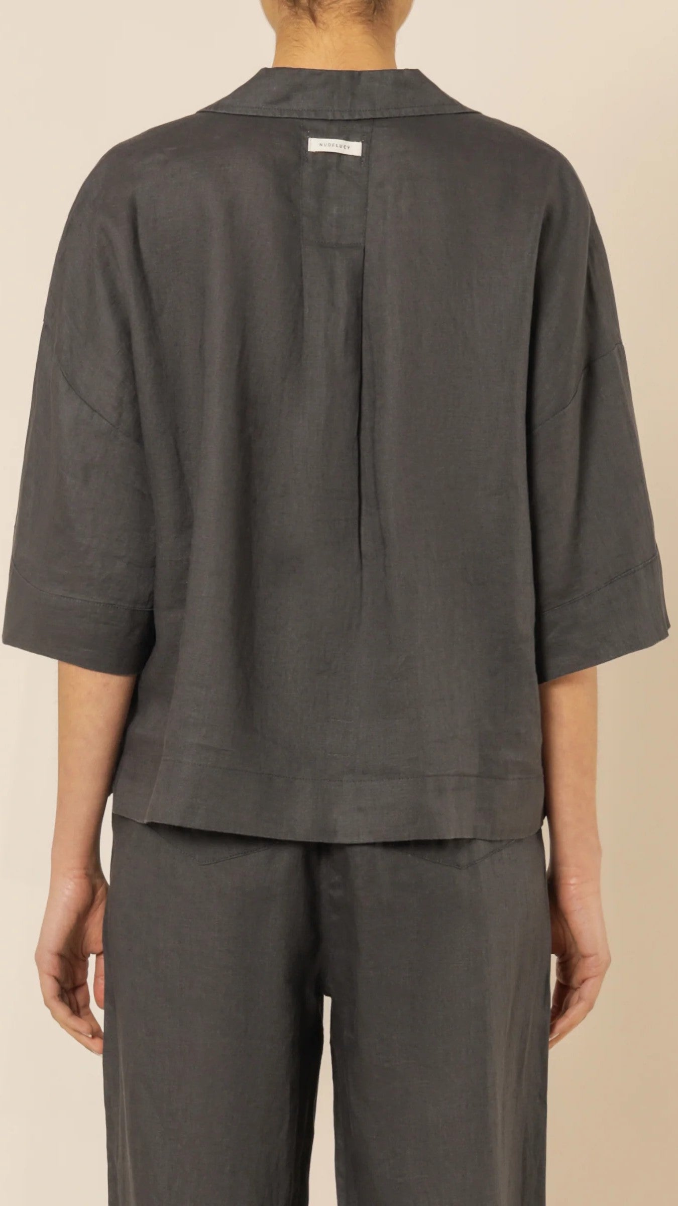 Linen Lounge Shirt - Coal-Sunshines Bliss