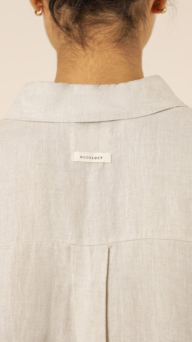 Lounge Linen Longline Shirt - Natural-Sunshines Bliss