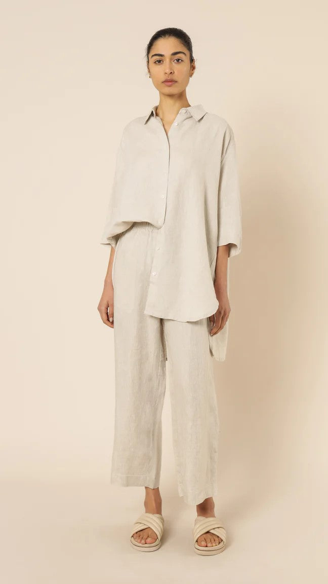Lounge Linen Longline Shirt - Natural-Sunshines Bliss