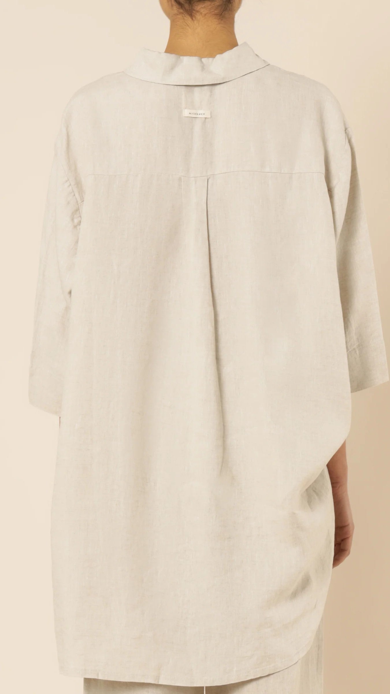 Lounge Linen Longline Shirt - Natural-Sunshines Bliss