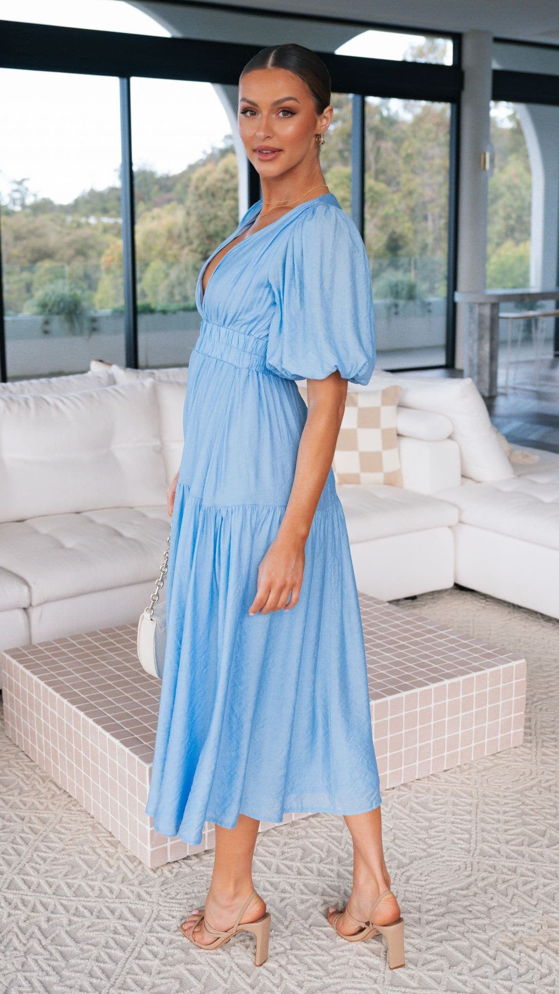 Erin Midi Dress - Blue-Sunshines Bliss